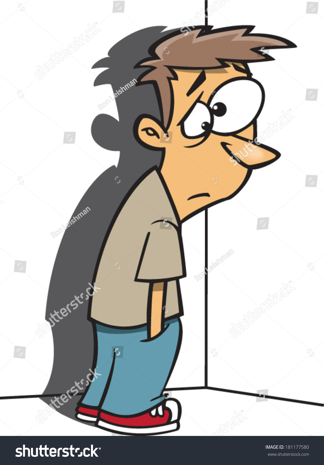 Sad Cartoon Man Standing Corner 库存矢量图（免版税）181177580 Shutterstock