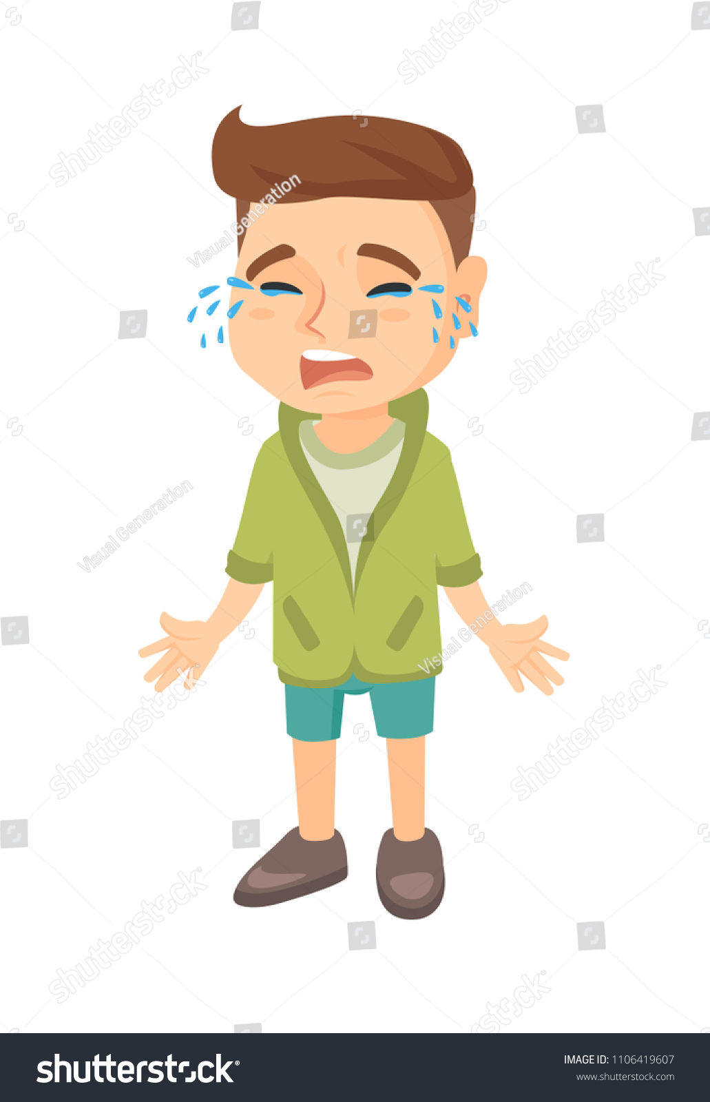 Sad Caucasian Boy Sobbing Full Length Stock Vector (Royalty Free ...