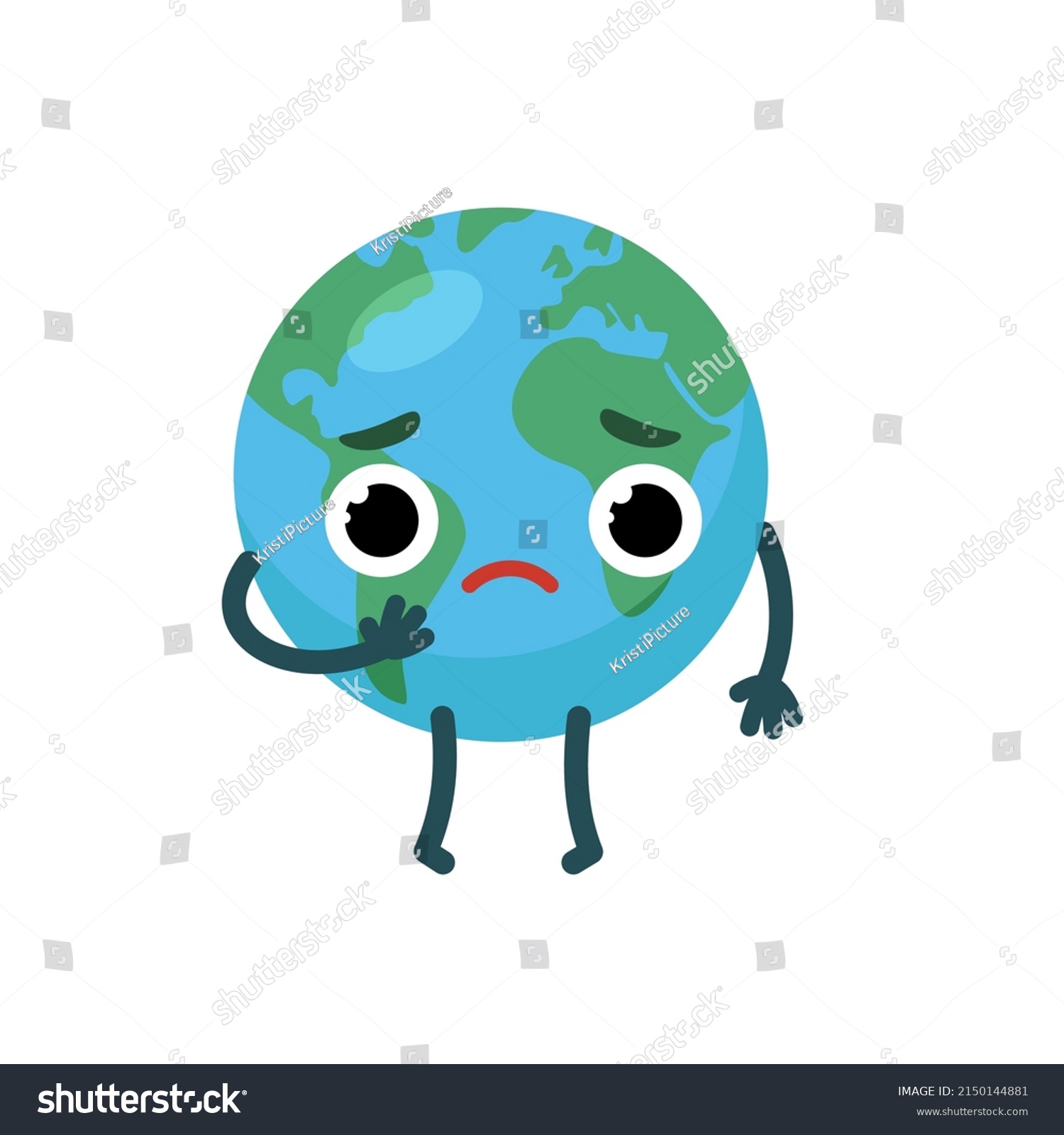 Sad Character Emotional Planet Earth Environment Stock Vector (Royalty ...