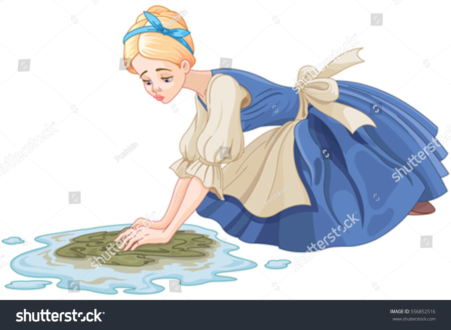 SVG of Sad Cinderella cleaning the floor with floor cloth  svg