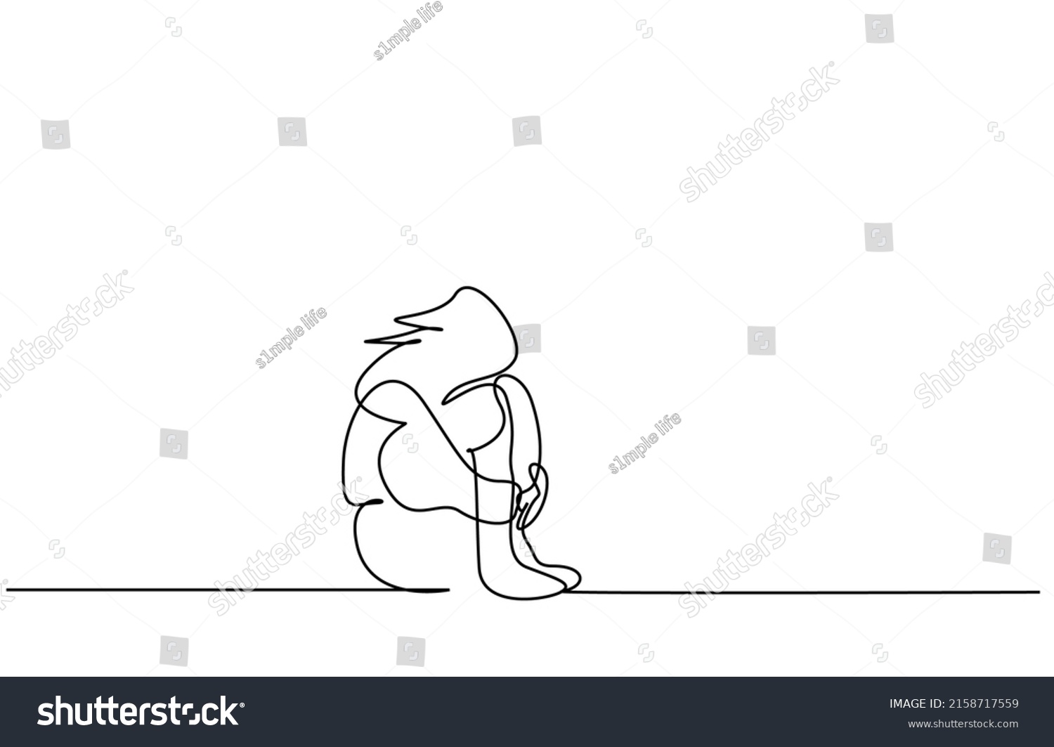 Sad Depressed Lonely Woman Sitting On Stock Vector (royalty Free 