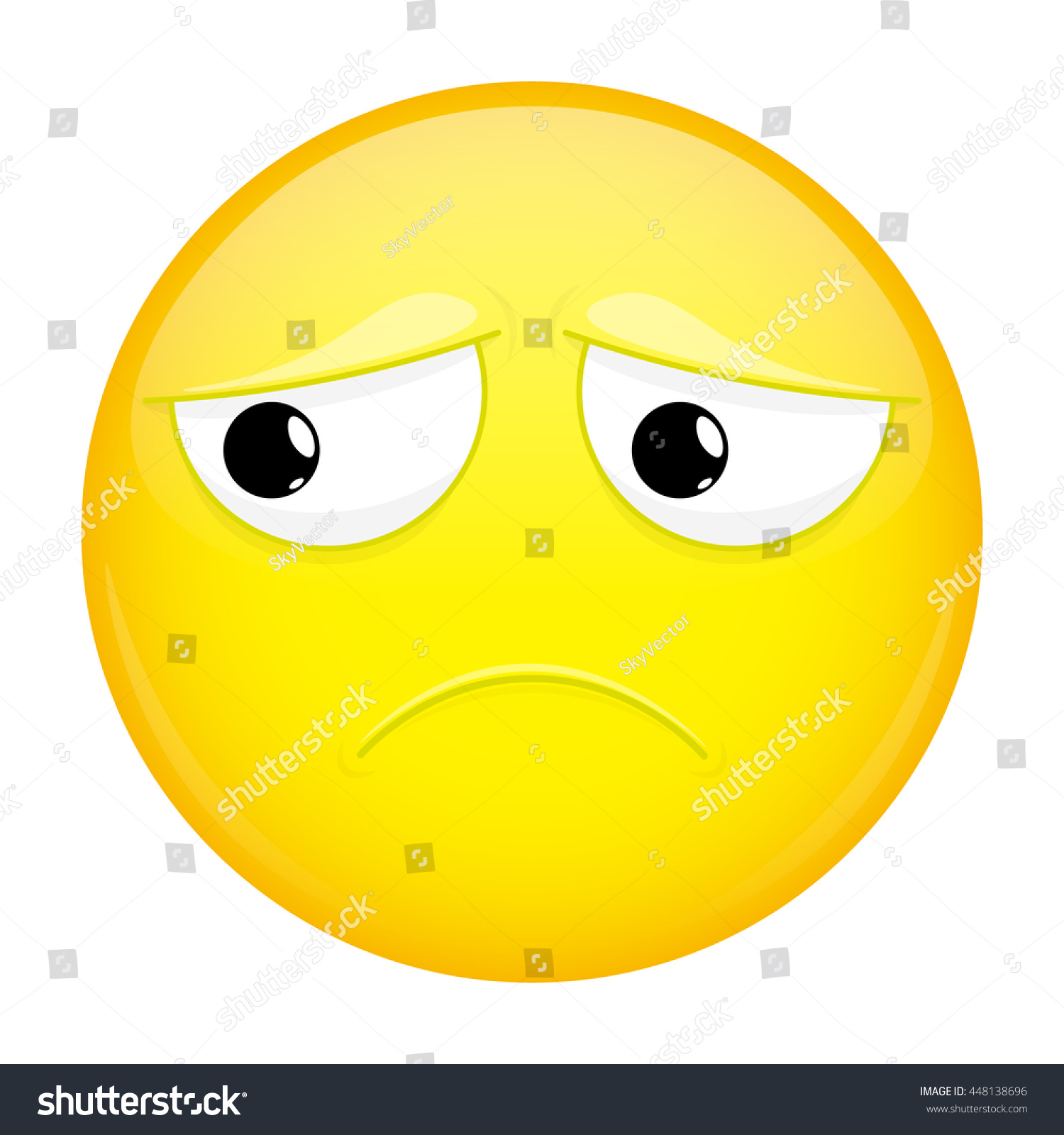 Sad Emoji. Bad Emotion. Hurt Emoticon. Vector Illustration Smile Icon 