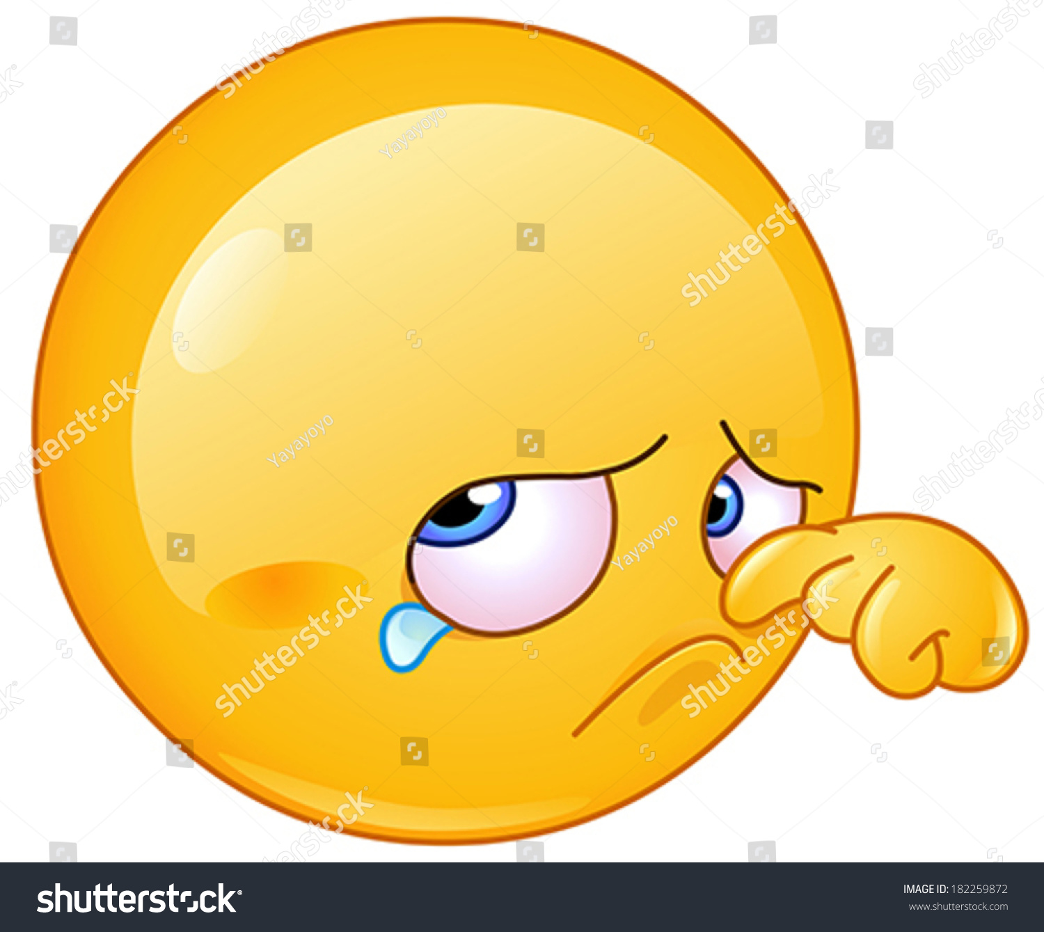 Sad Emoticon Wiping Tear Stock Vector (Royalty Free) 182259872