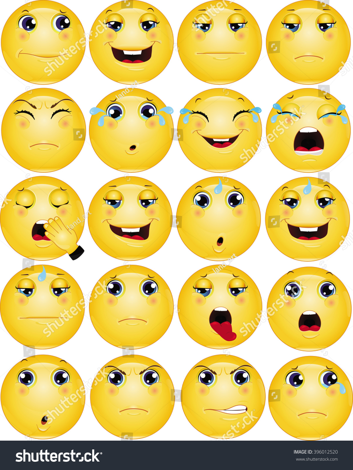 Sad Emoticons Vector Set - 396012520 : Shutterstock