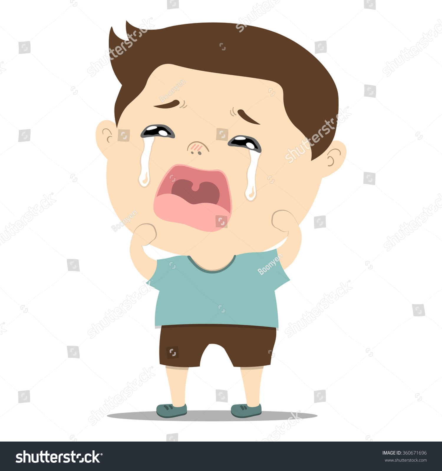 Sad Little Cute Baby Boy Crying Stock Vector 360671696 - Shutterstock