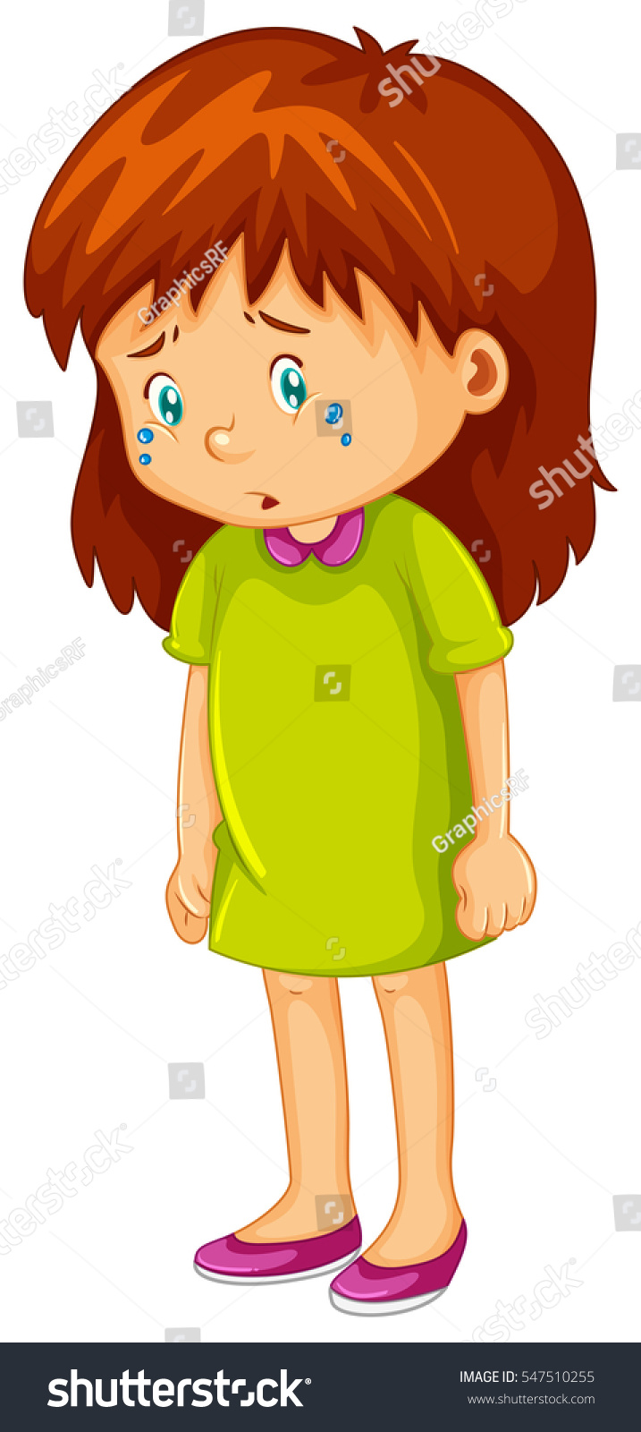 Sad Little Girl Crying Illustration Stock Vector 547510255 - Shutterstock