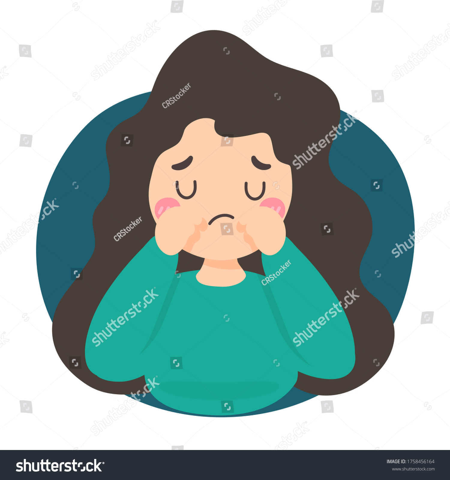Sad Mood Vector Cartoon Woman Who Stock Vector Royalty Free 1758456164 