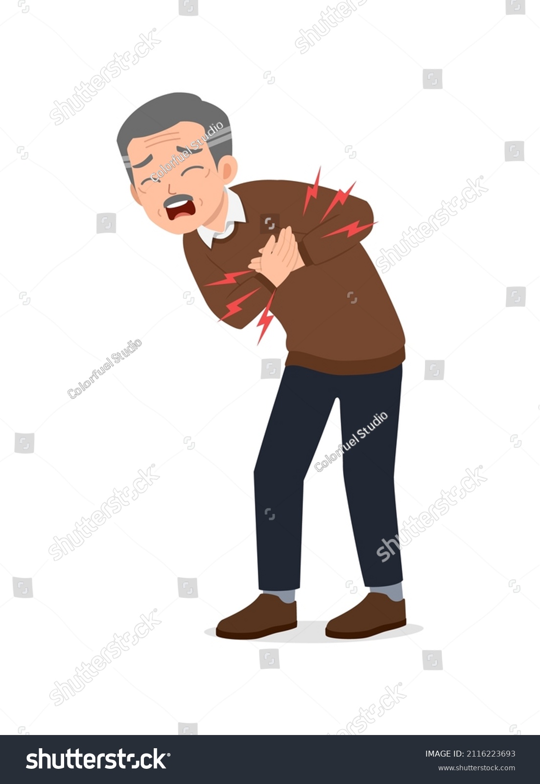 Sad Old Man Feel Hurt On Stock Vector (Royalty Free) 2116223693