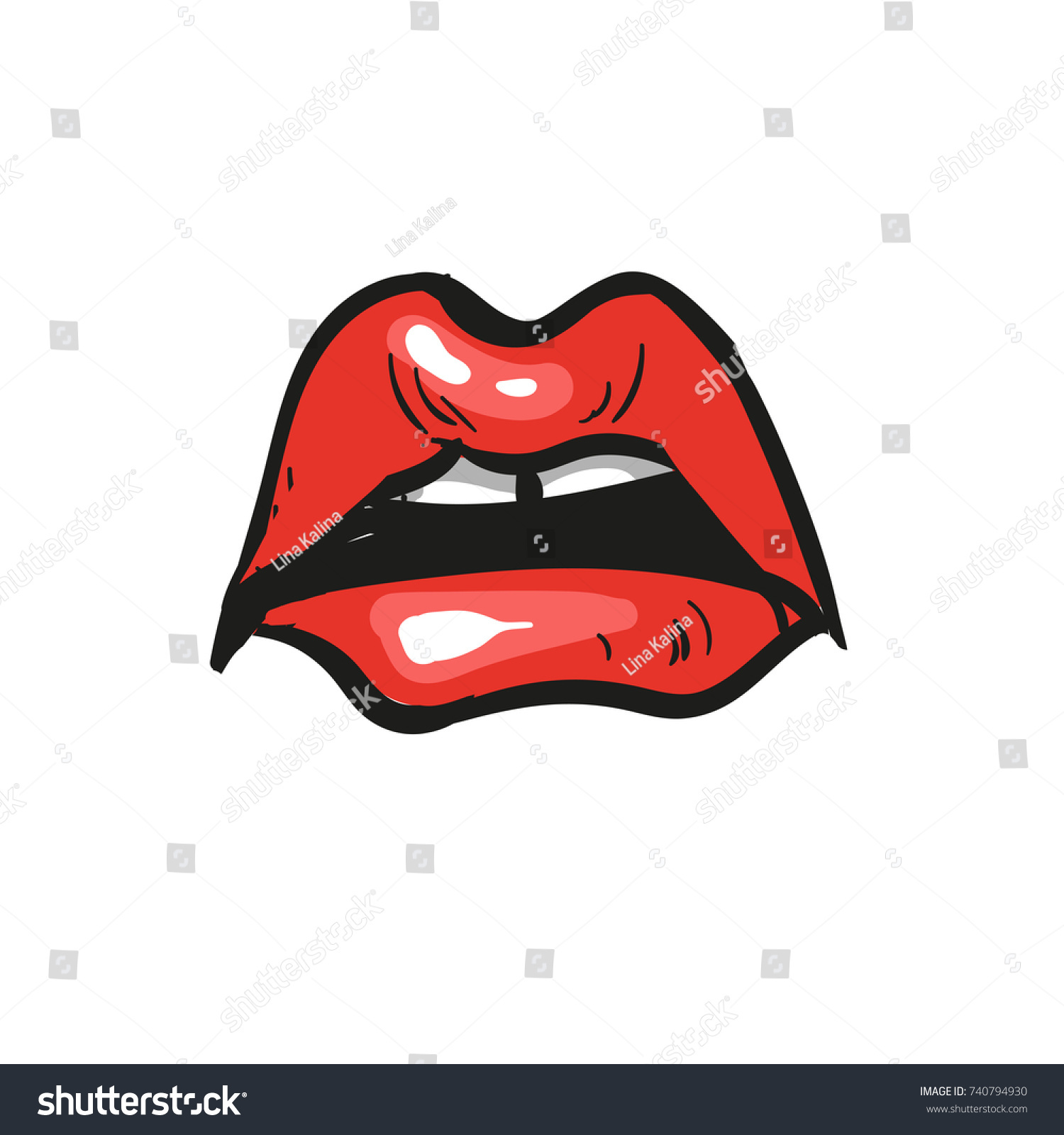 Sad Open Mouth Sorrowful Red Lips Stock Vector (Royalty Free) 740794930 ...