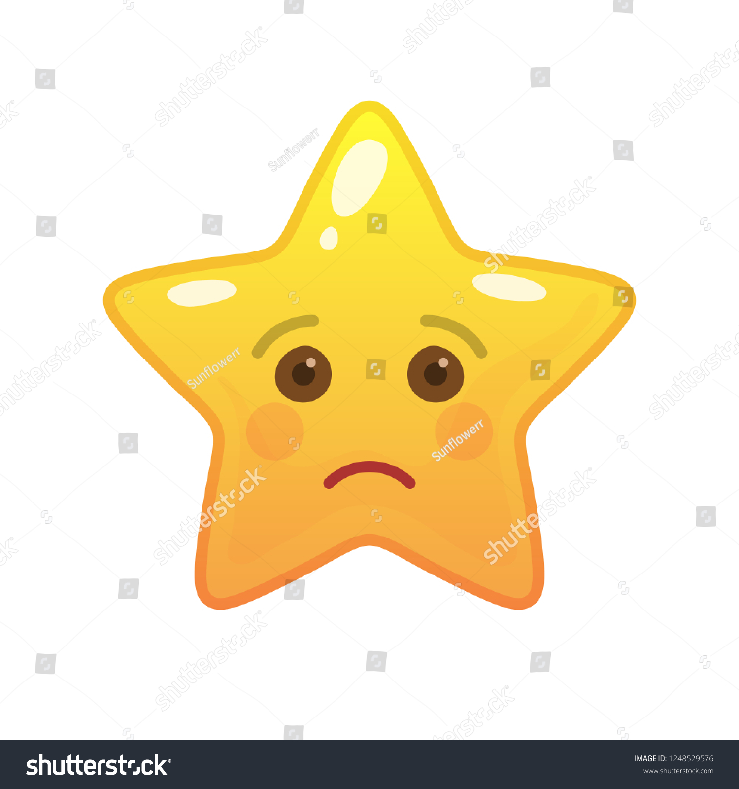 Sad Star Shaped Comic Emoticon Tragic Stock Vector (Royalty Free ...