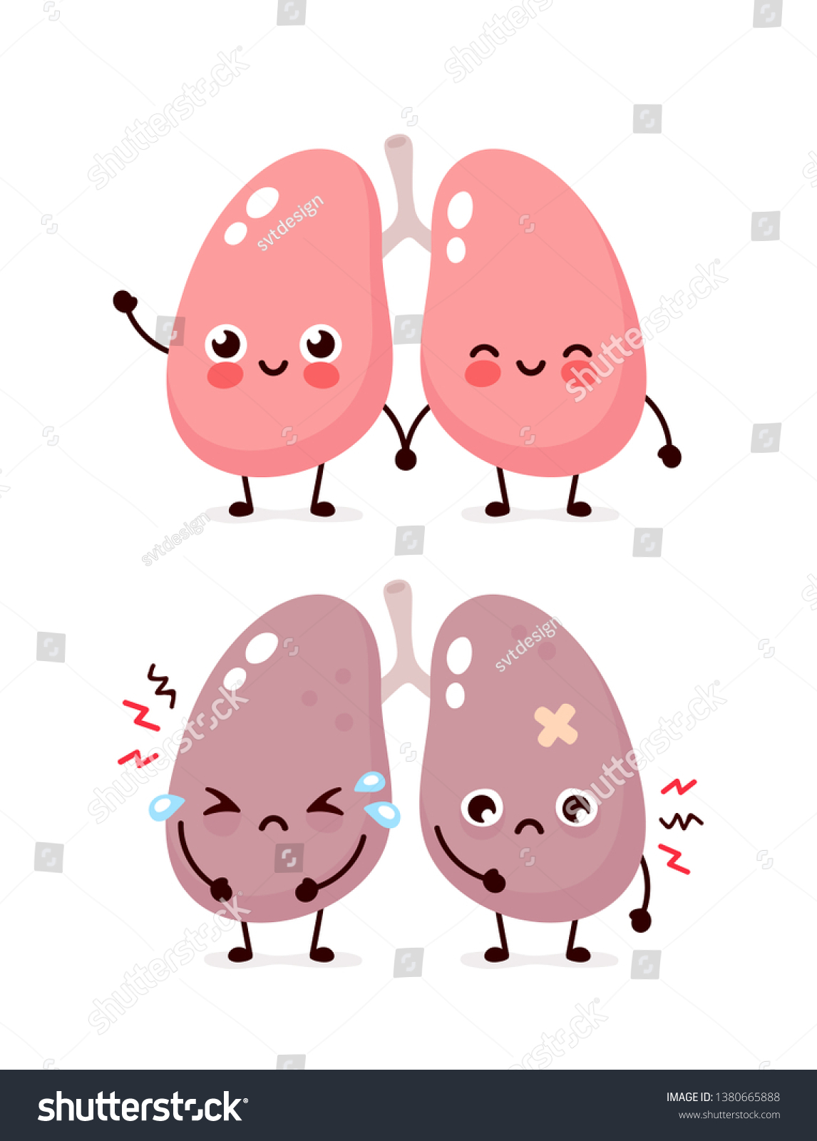 Sad Suffering Sick Cute Healthy Happy Stock Vector (Royalty Free ...