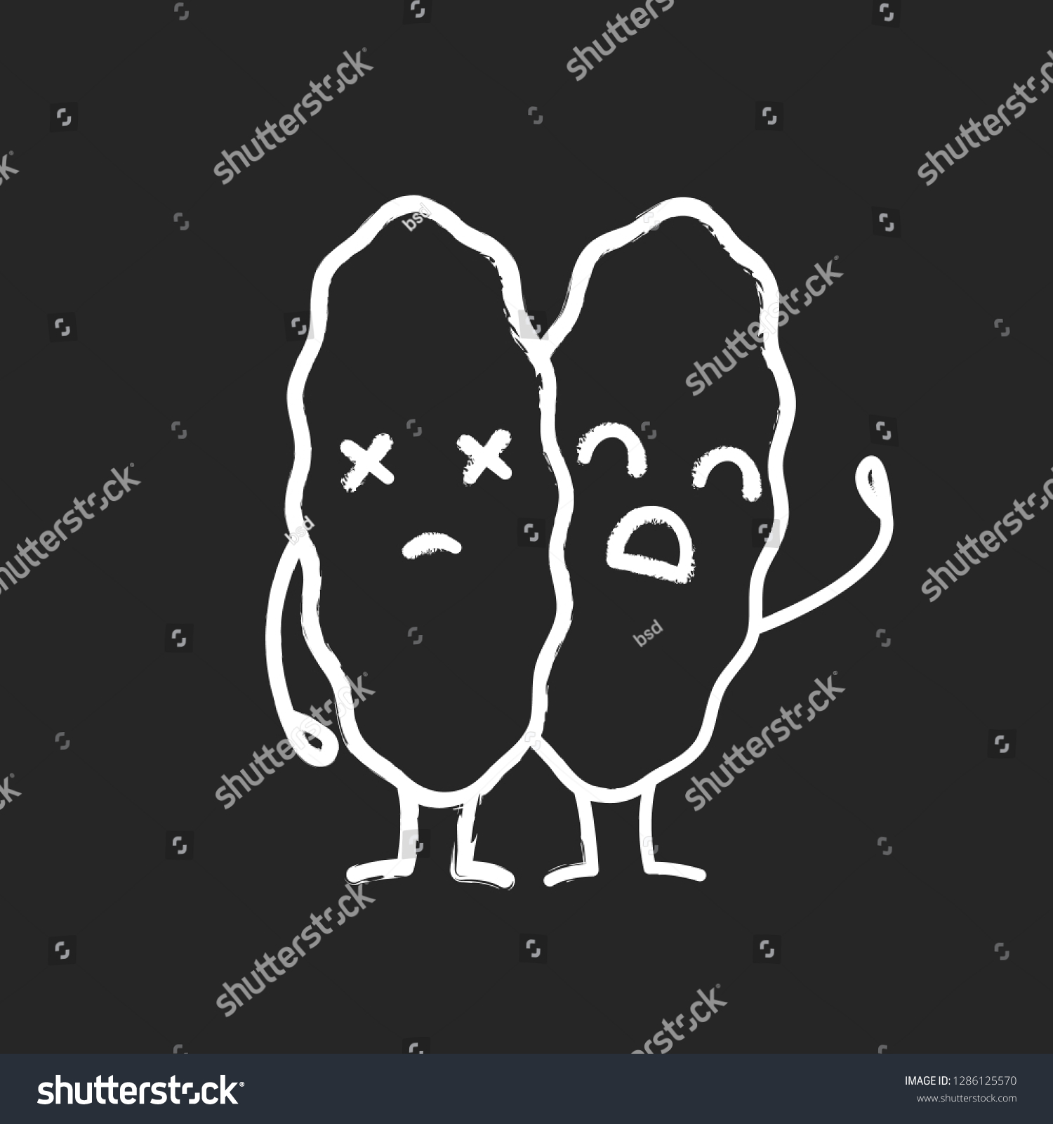 Sad Thymus Gland Emoji Chalk Icon Stock Vector (Royalty Free) 1286125570