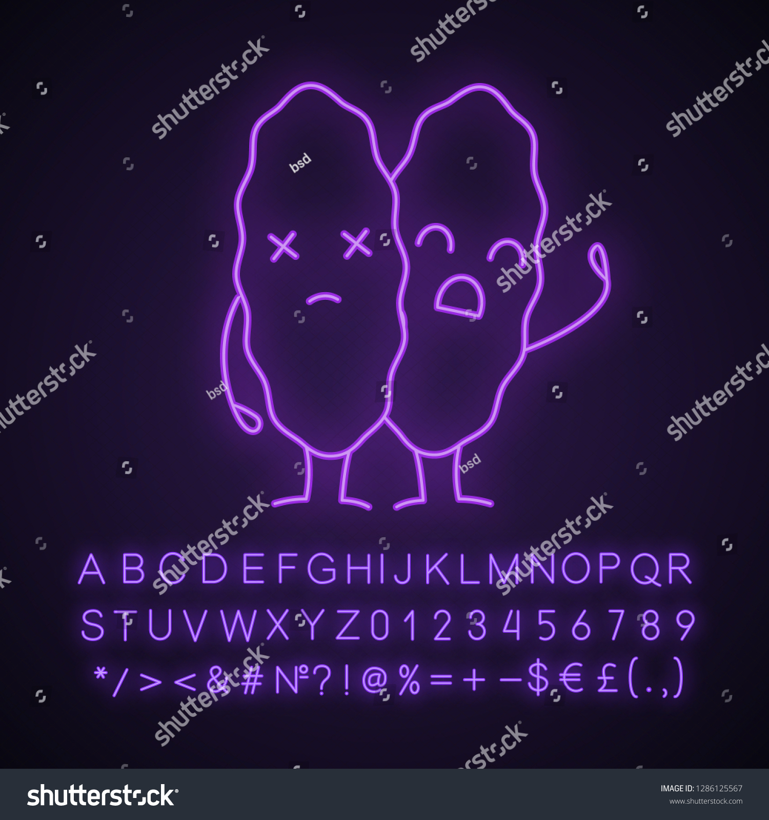 Sad Thymus Gland Emoji Neon Light Stock Vector (Royalty Free) 1286125567