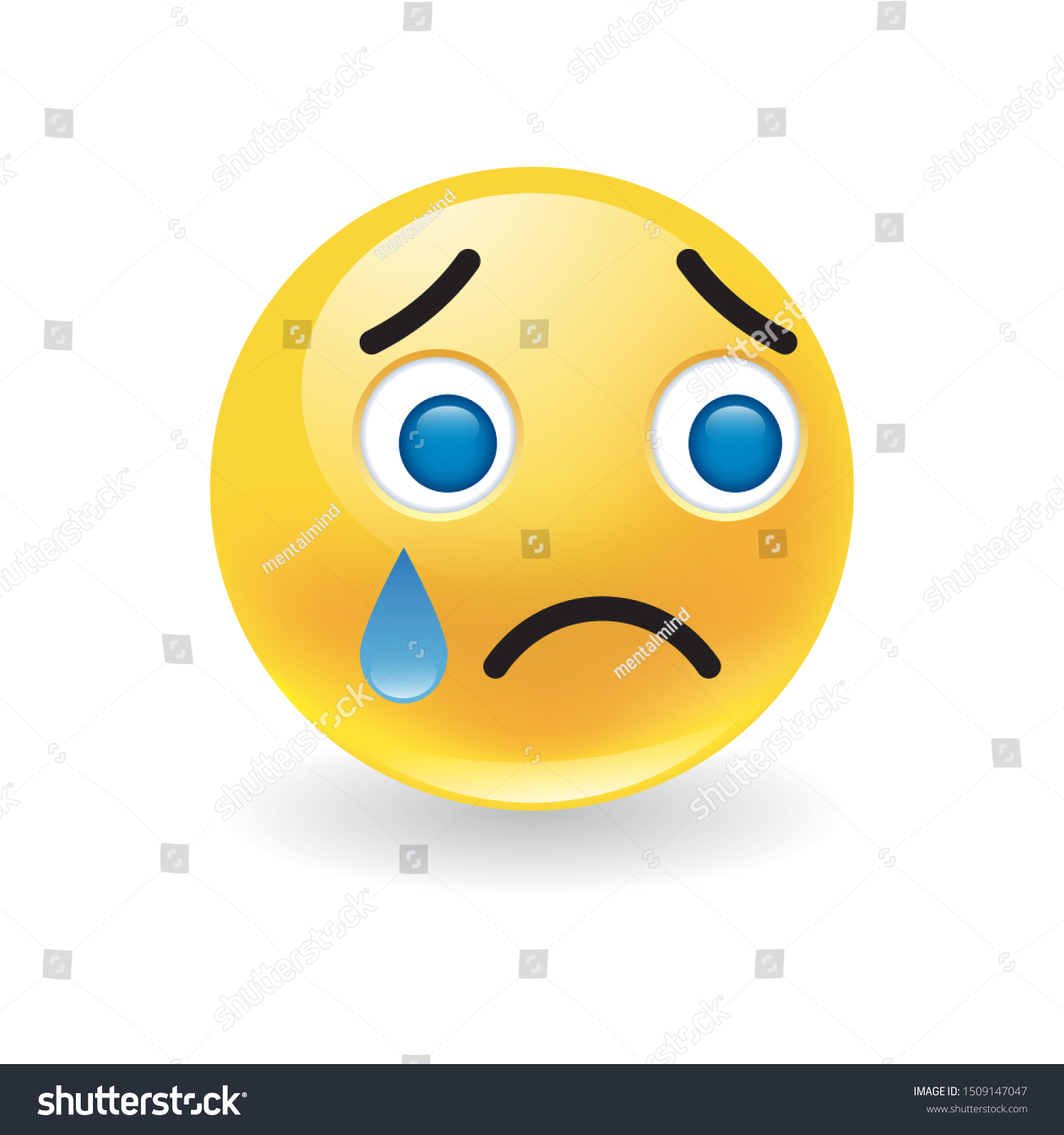 Sad Upset Little Yellow Round Emoticon Stock Vector (Royalty Free ...