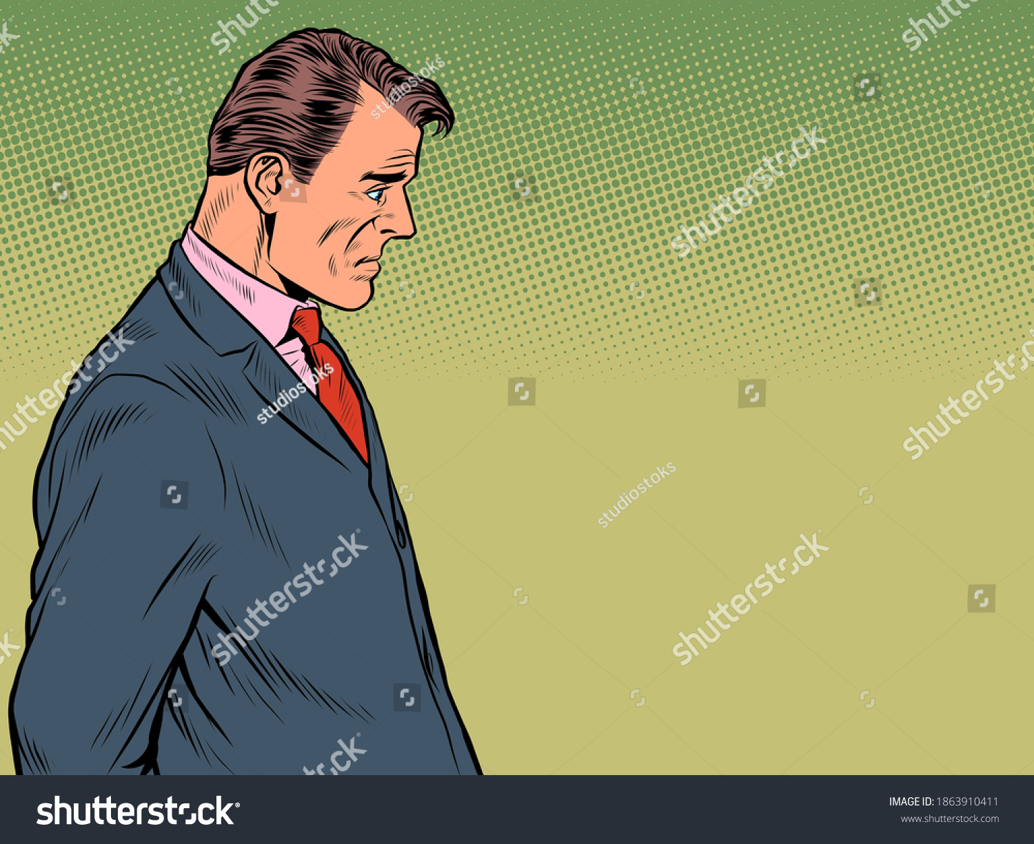 Sad White Man Person Standing Profile Stock Vector (Royalty Free ...