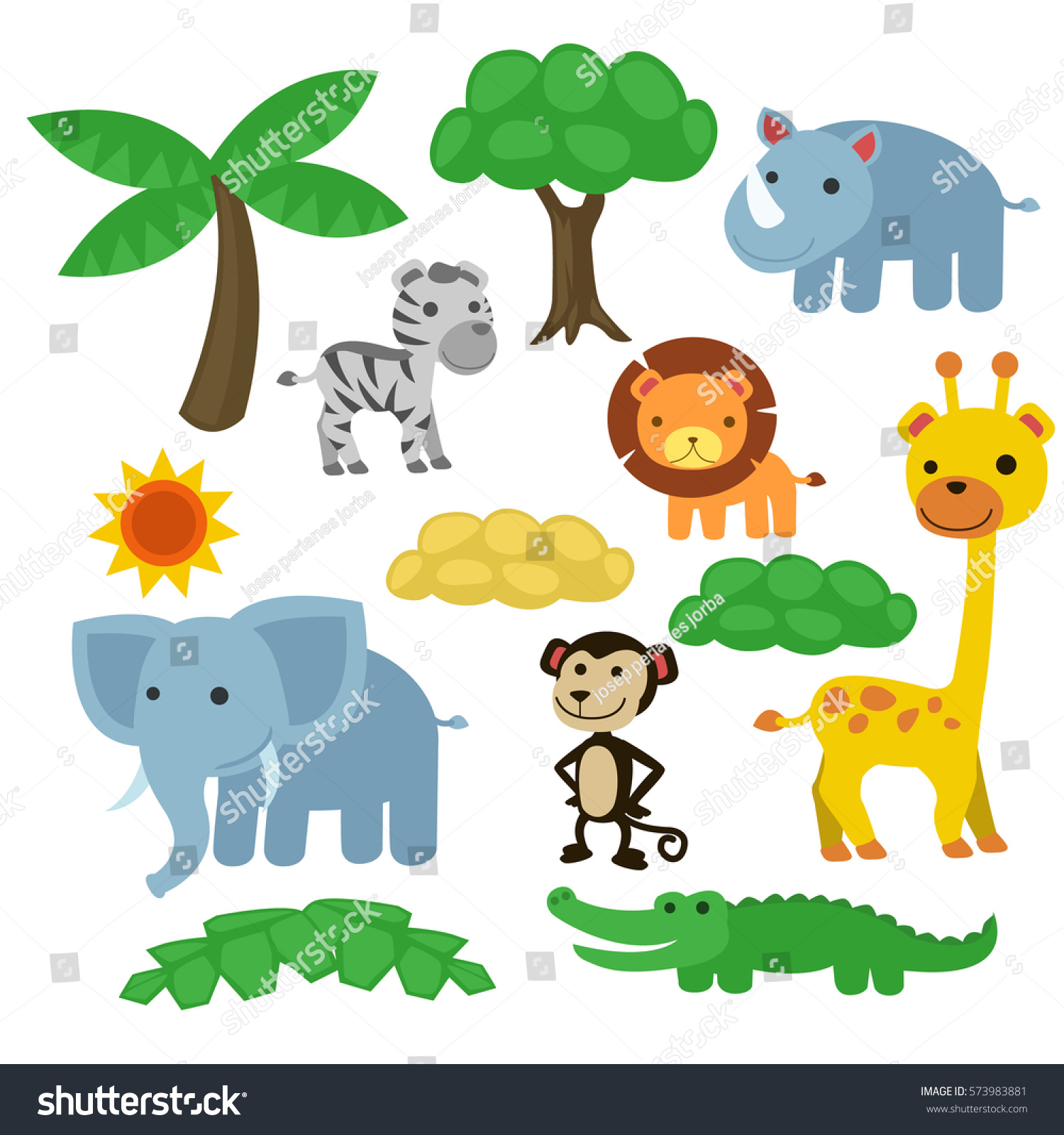 Safari Africa Animals Wild Vector Art Stock Vector (Royalty Free) 573983881