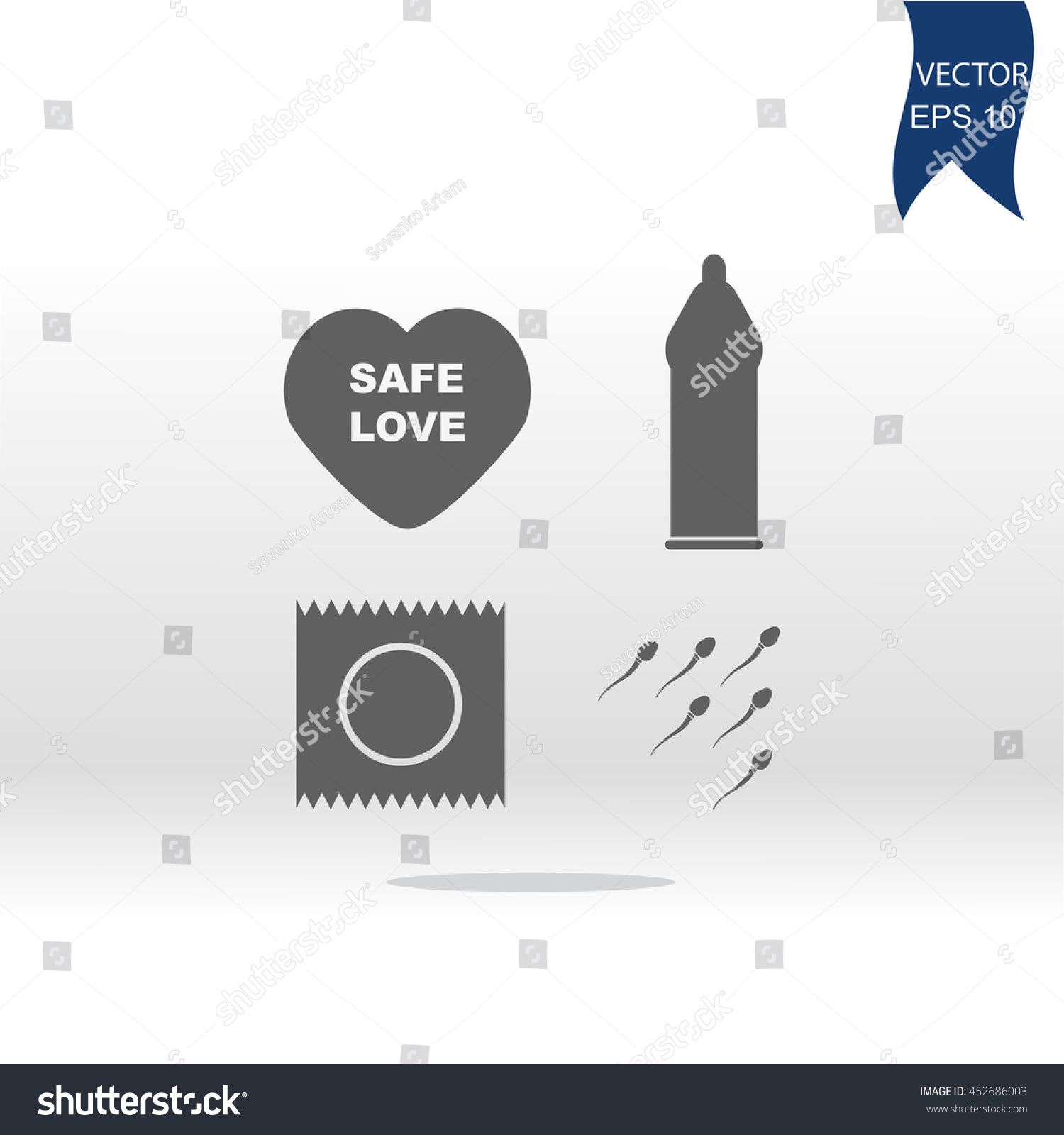 Safe Sex Love Icons Condom Package Stock Vector Royalty Free 452686003