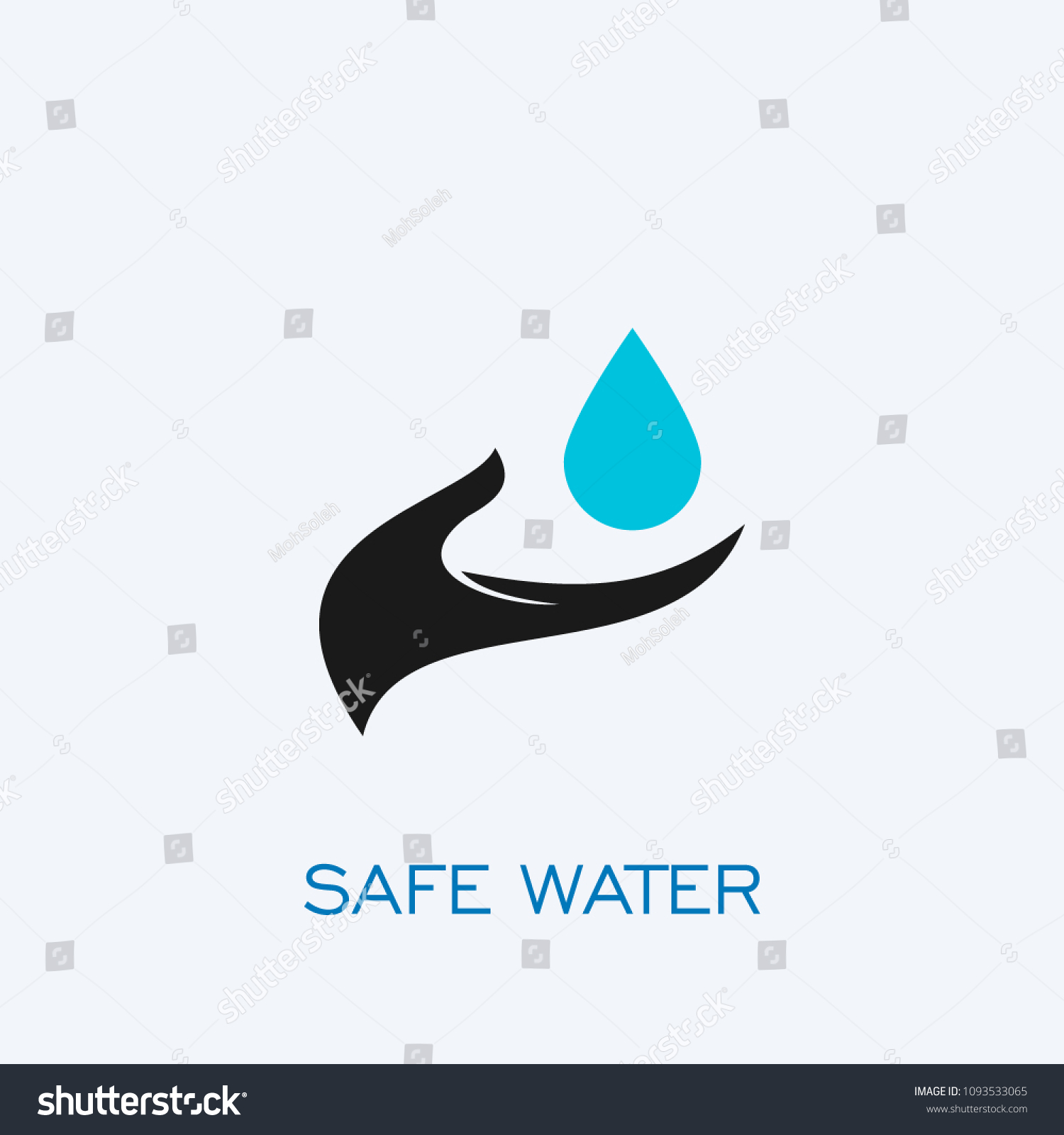 Safe Water Logo Water Drop Hand Stock Vector (Royalty Free) 1093533065