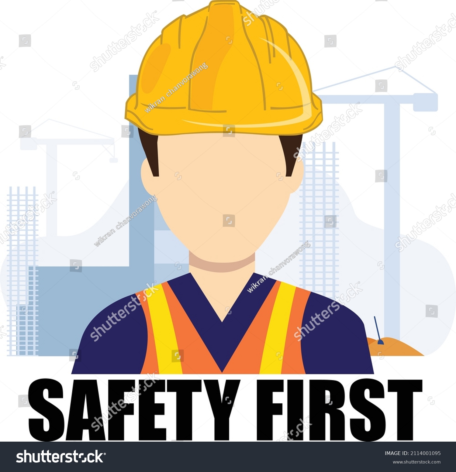 Safety First Icon Construction Vector Designer Stock Vector (Royalty ...