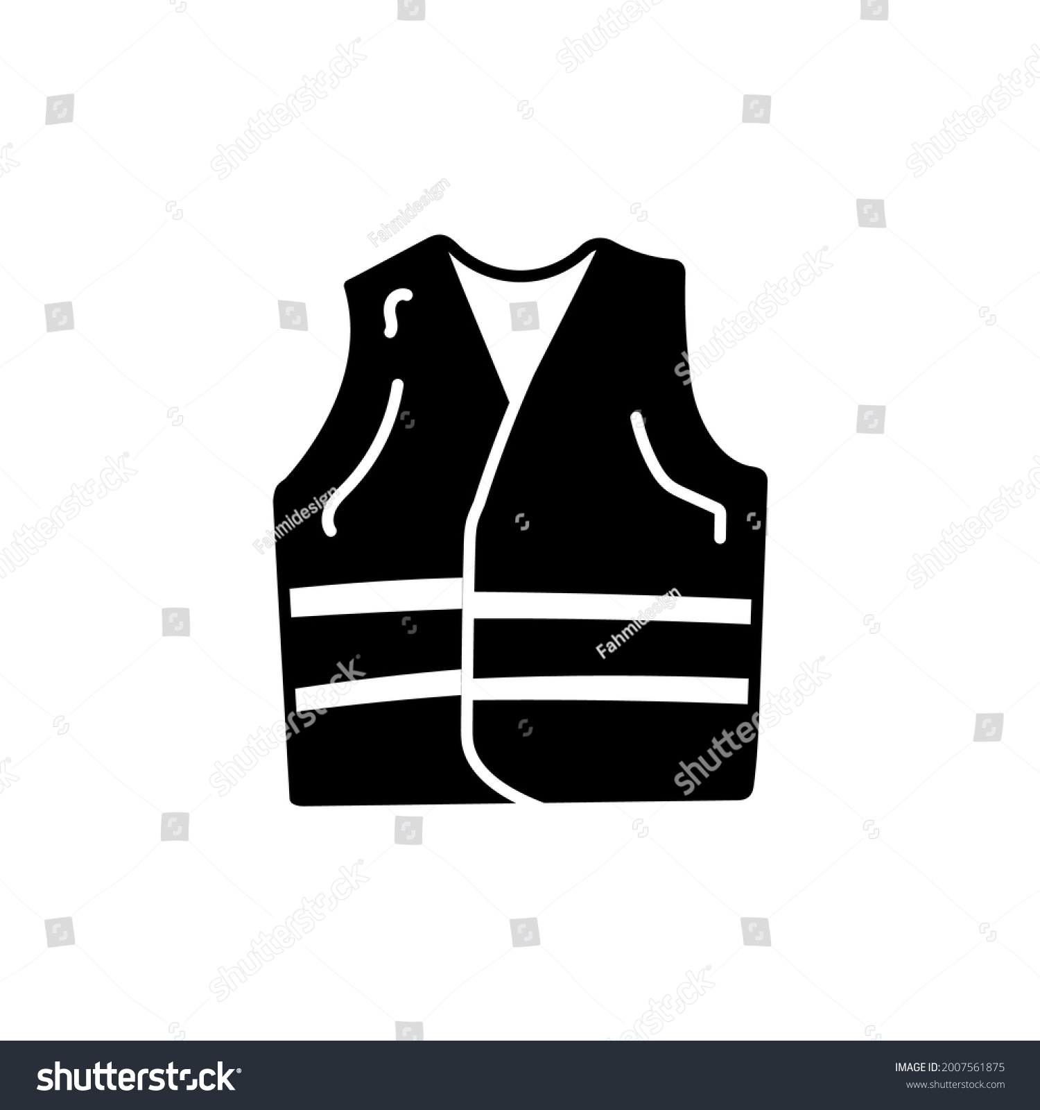 Safety Jacket Icon Solid Black Flat Stock Vector (Royalty Free ...