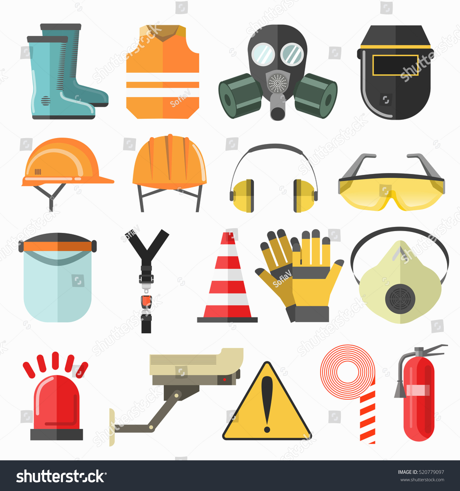 Safety Work Icons Vector Icons Collection Stock Vector 520779097 ...