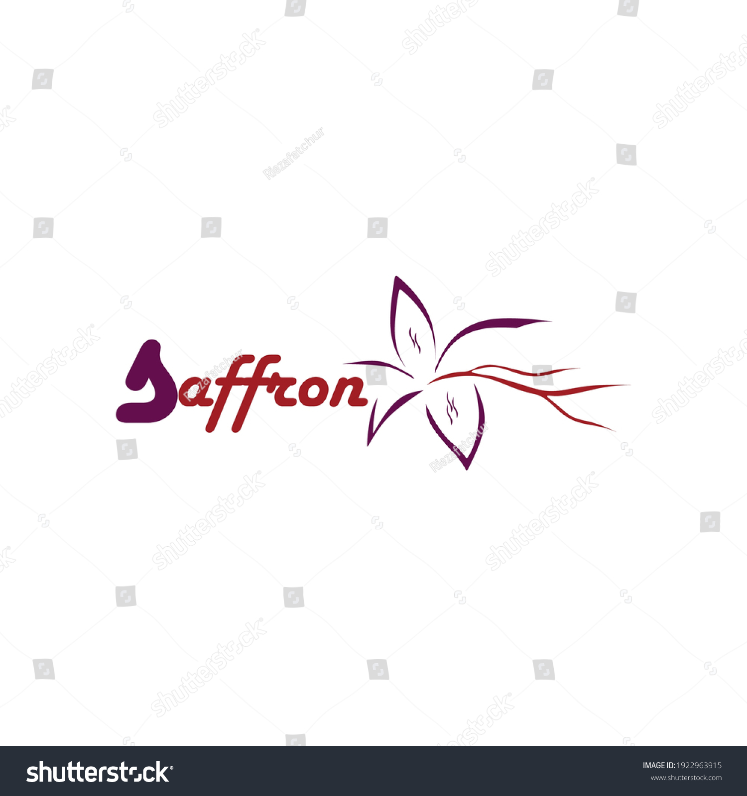 Saffron Flower Logo Design Vector Template Stock Vector (Royalty Free