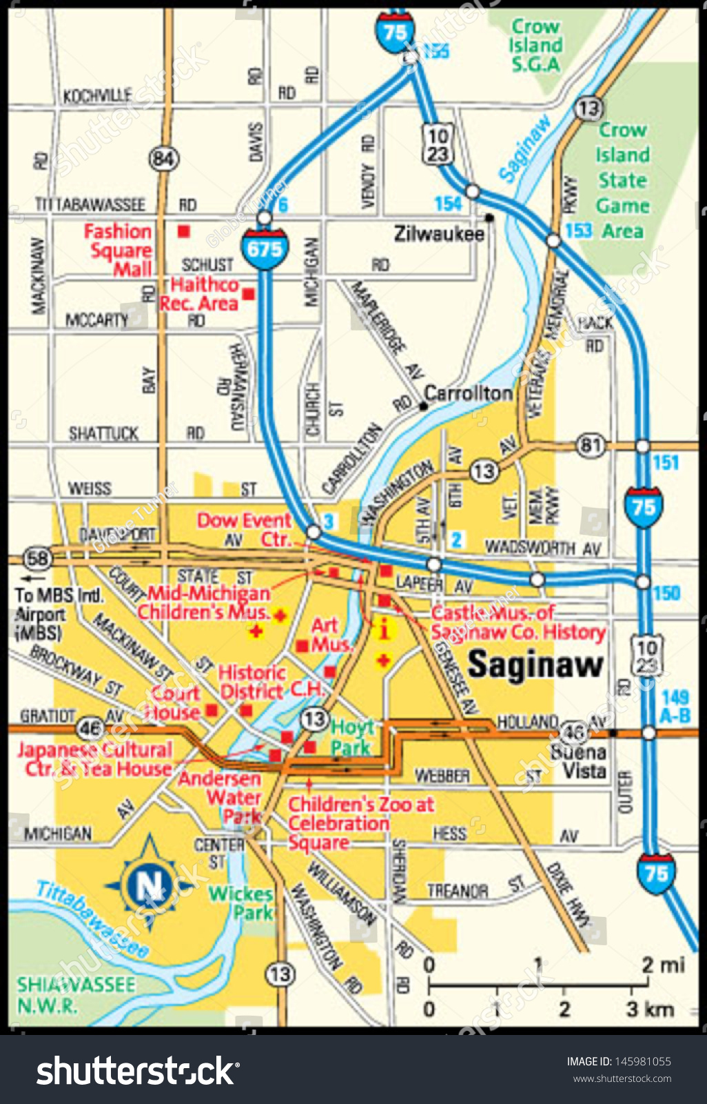 Saginaw County Road Map Saginaw Michigan Area Map Stock Vector (Royalty Free) 145981055 |  Shutterstock