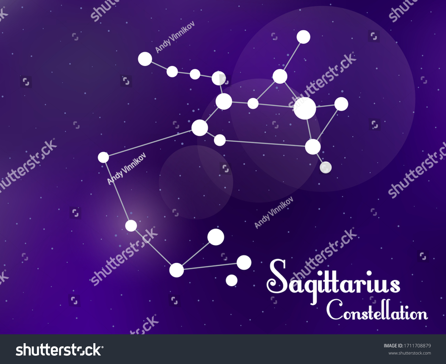 Sagittarius Constellation Starry Night Sky Cluster Stock Vector ...