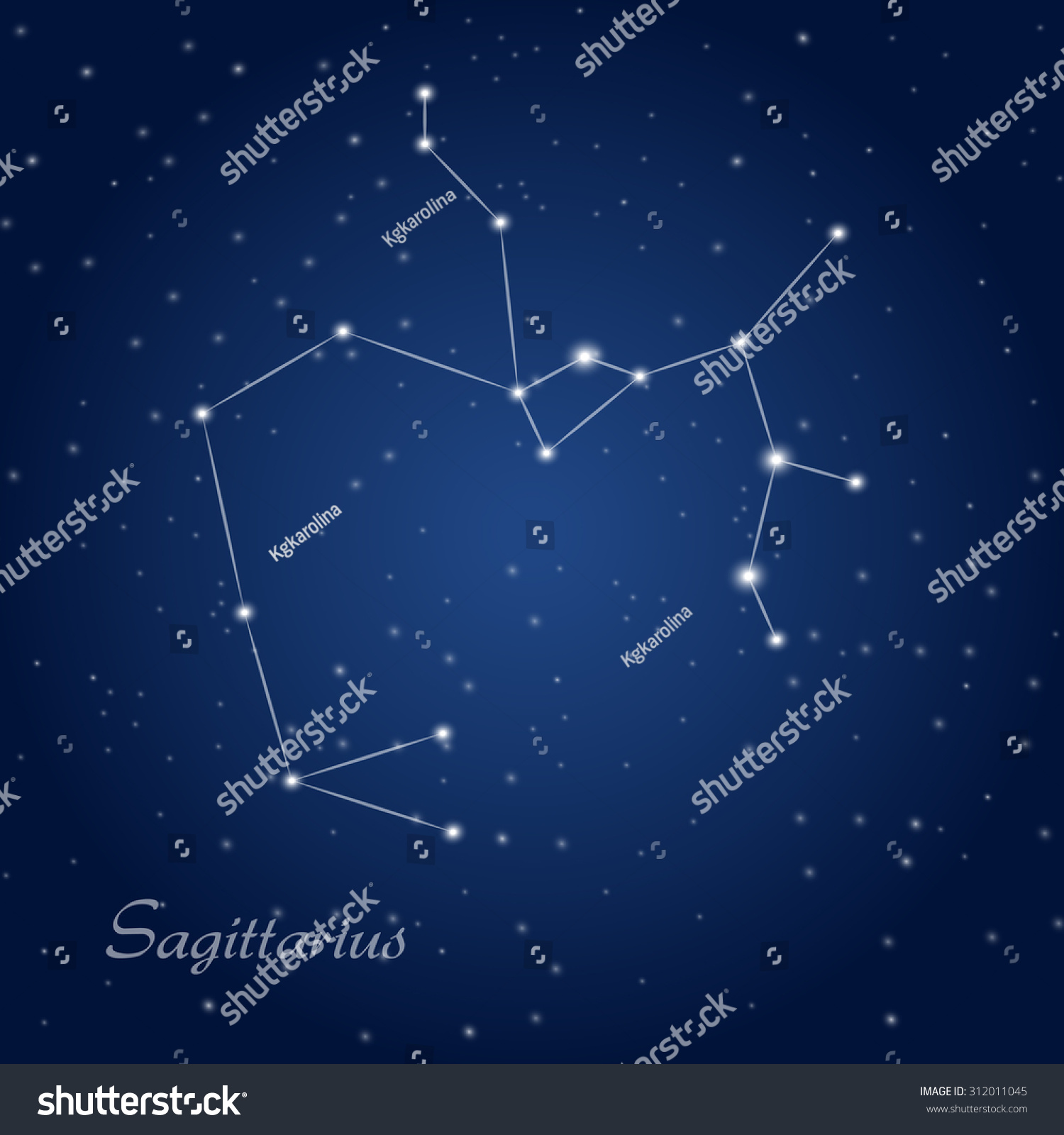 Sagittarius Constellation Zodiac Sign Starry Night Stock Vector ...