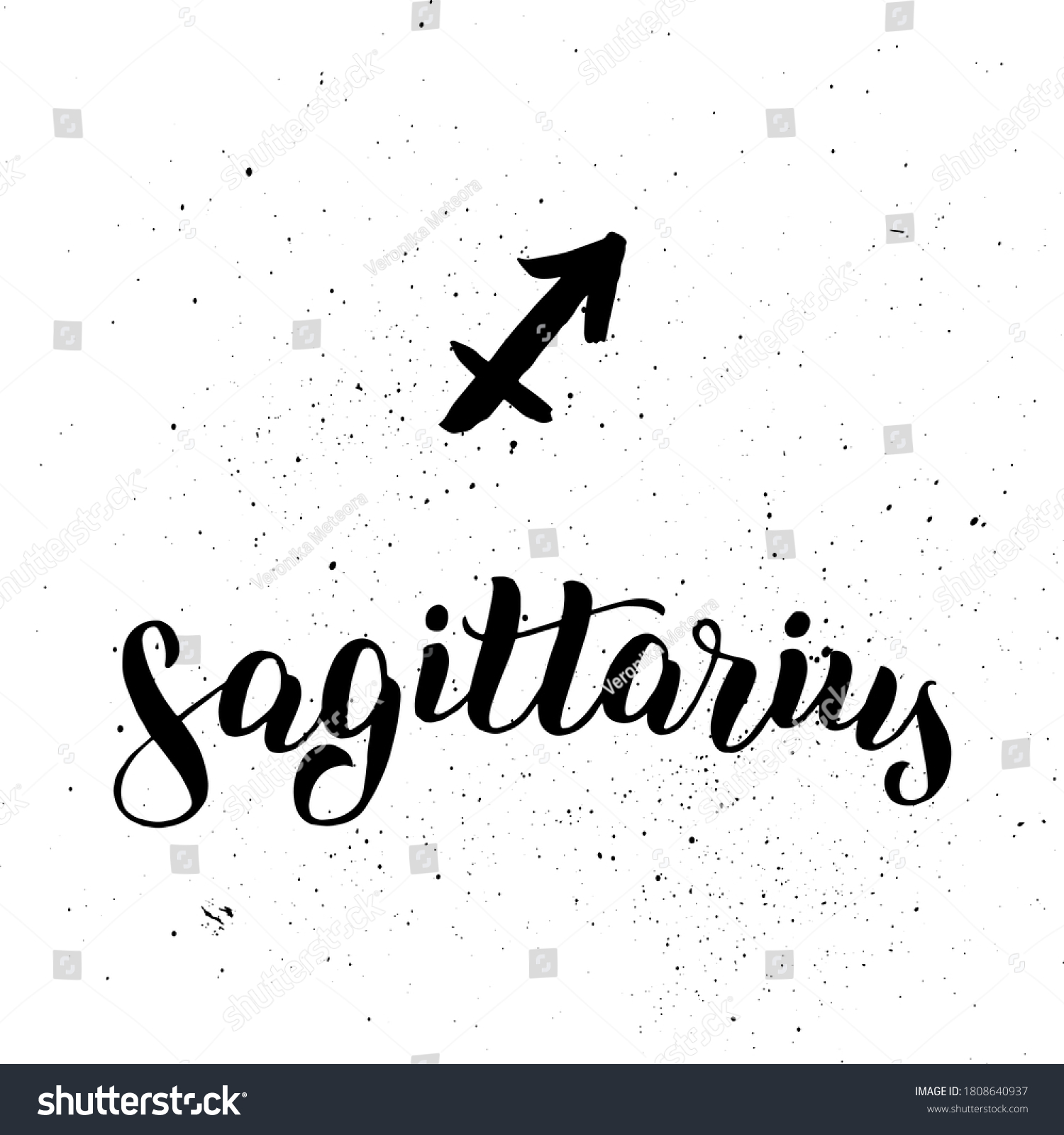 Sagittarius Zodiac Lettering Sign Handwritten Astological Stock Vector ...