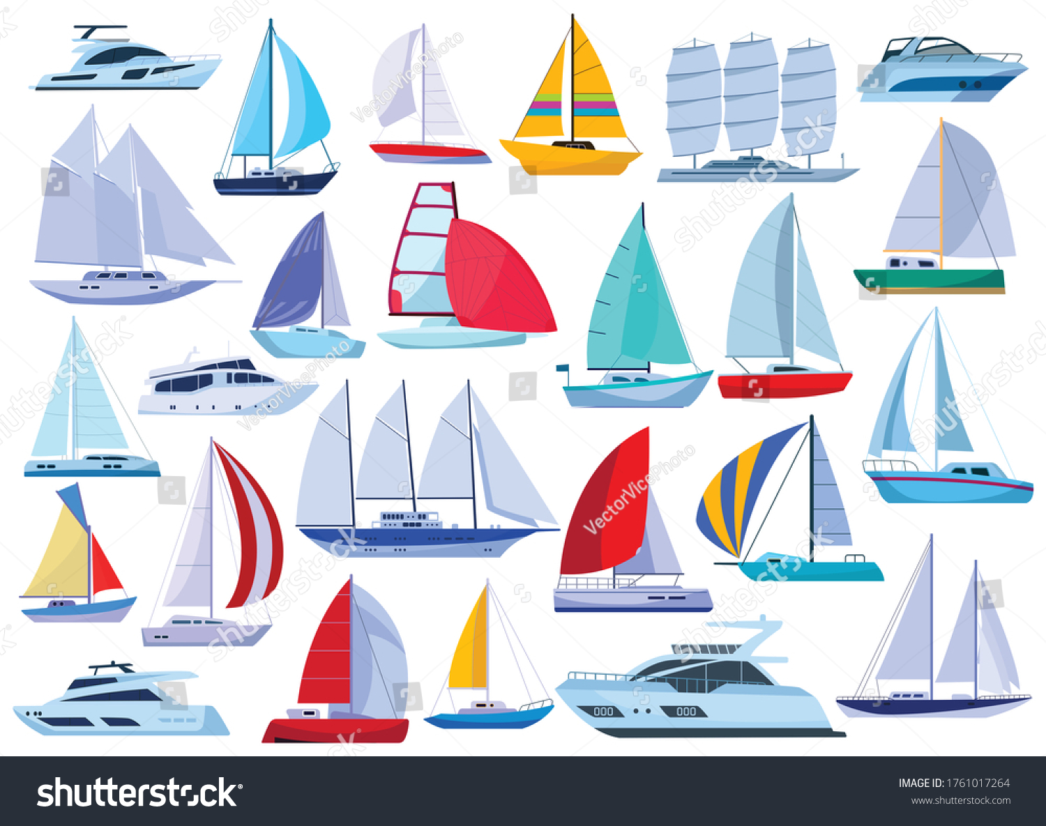 Sail Yacht Vector Cartoon Set Icon Stock Vector (Royalty Free) 1761017264