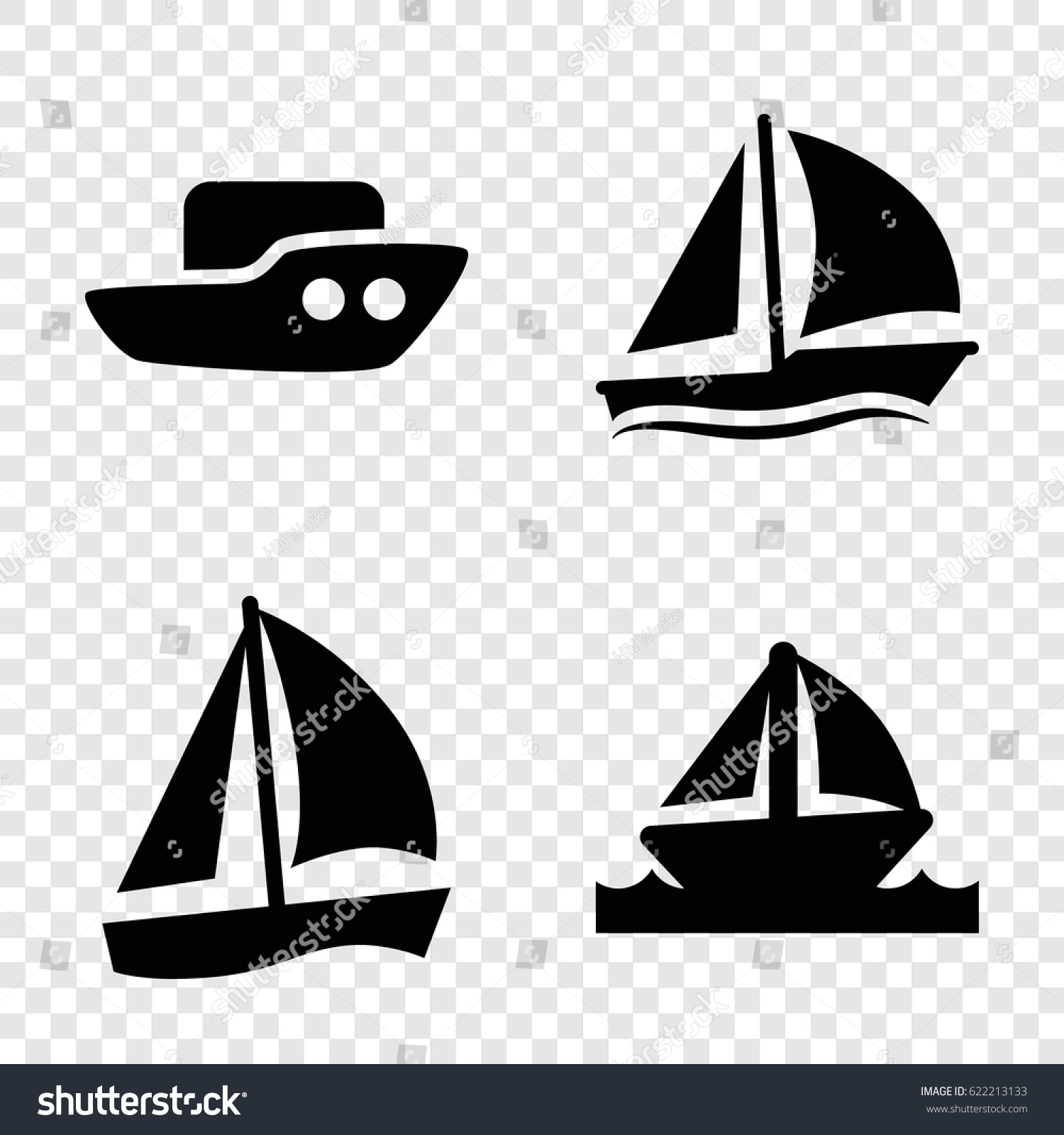 SVG of Sailboat icons set. set of 4 sailboat filled icons such as boat svg