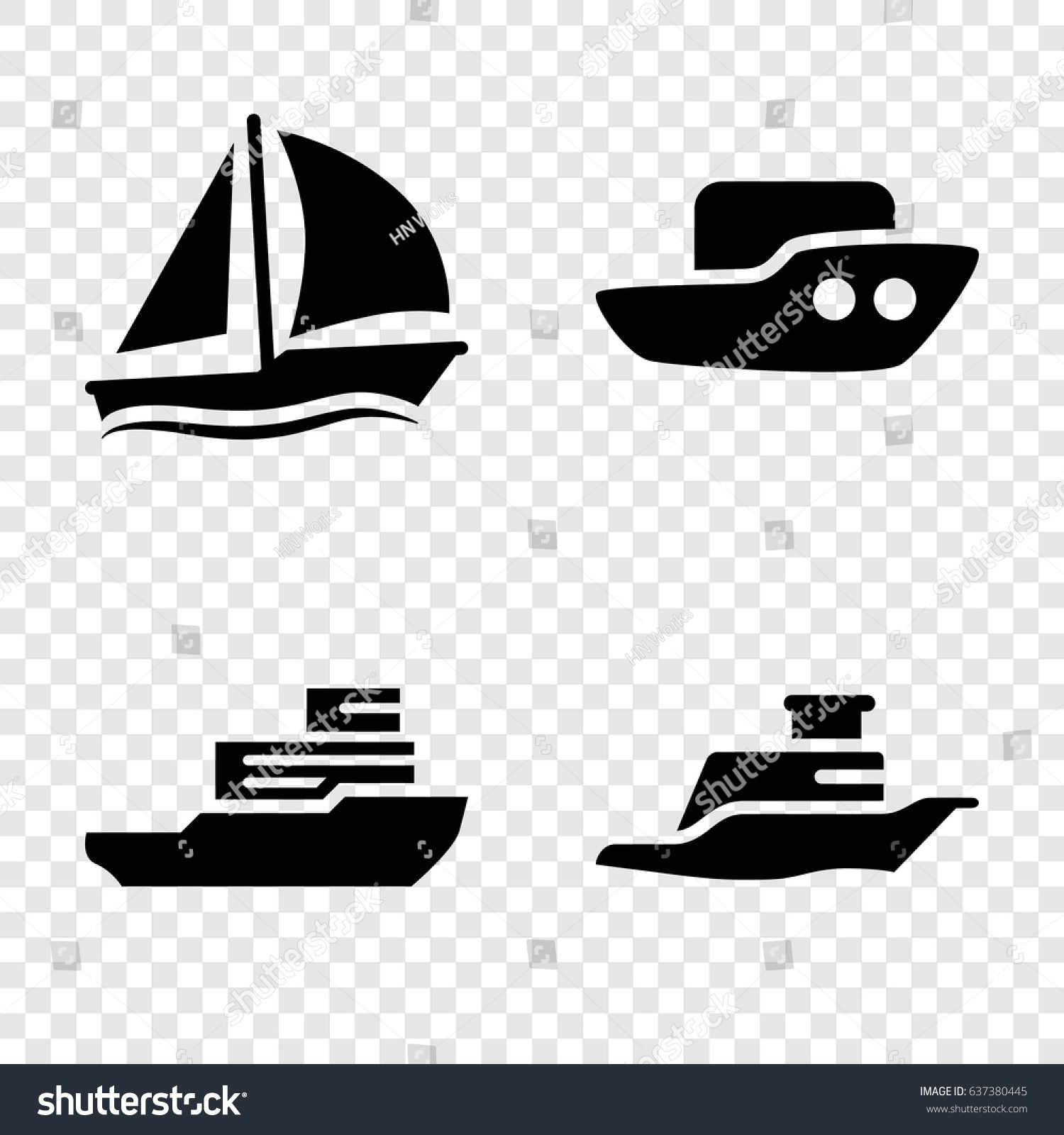 SVG of Sailboat icons set. set of 4 sailboat filled icons such as boat, ship svg