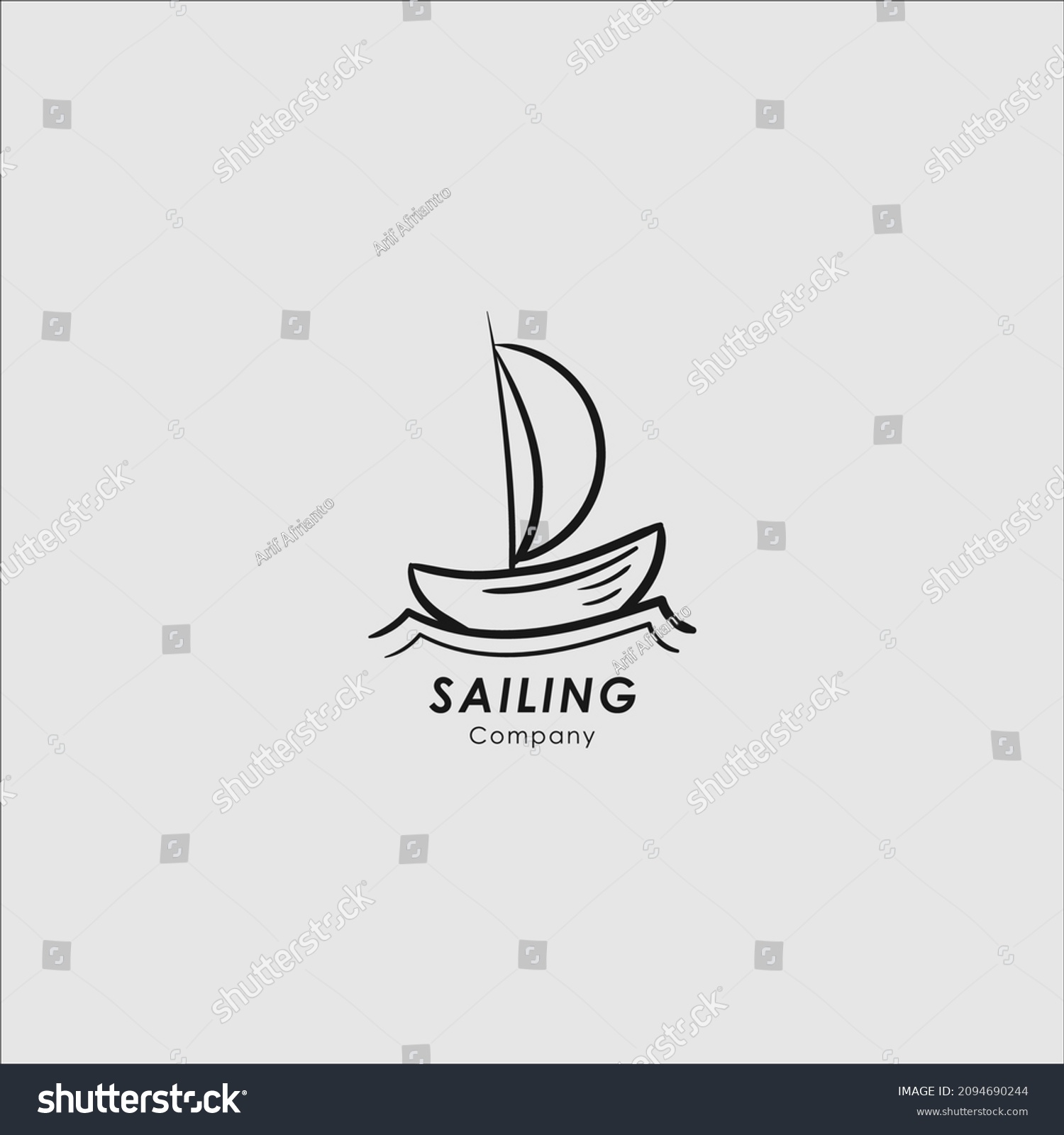 Sailing Boat Illustration Logos This Vector Stock Vector (Royalty Free ...