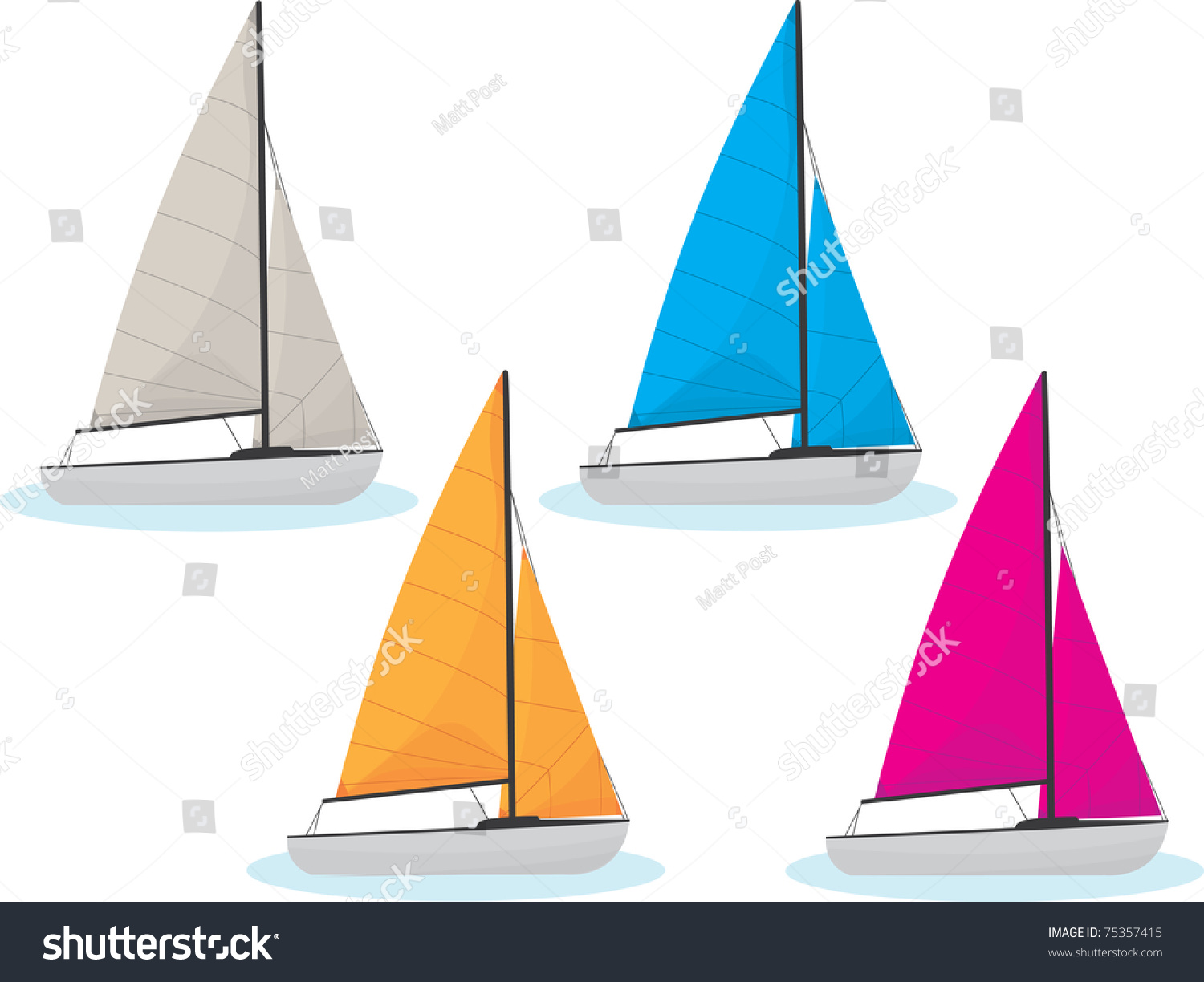 SVG of Sailing boats in four different colors svg