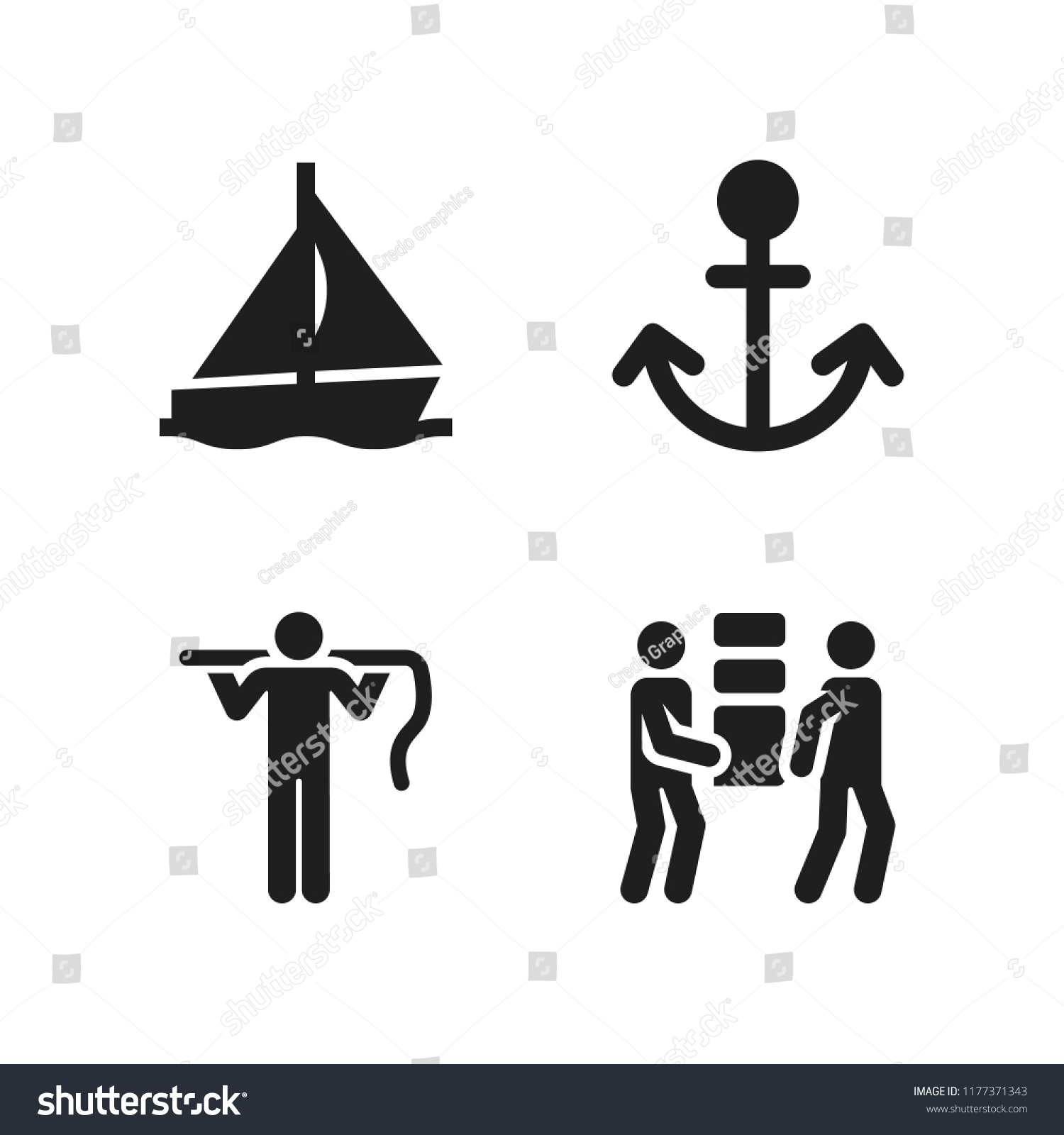 SVG of sailing icon. 4 sailing vector icons set. anchor, sailboat and carrier icons for web and design about sailing theme svg