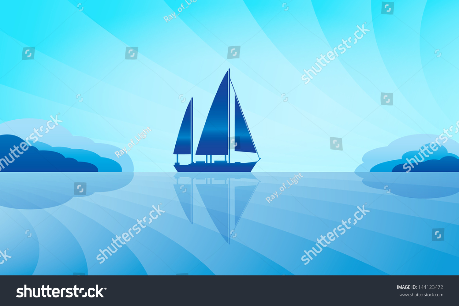 Sailing Ship On Skyline Vector Illustration Stock Vector (Royalty Free ...