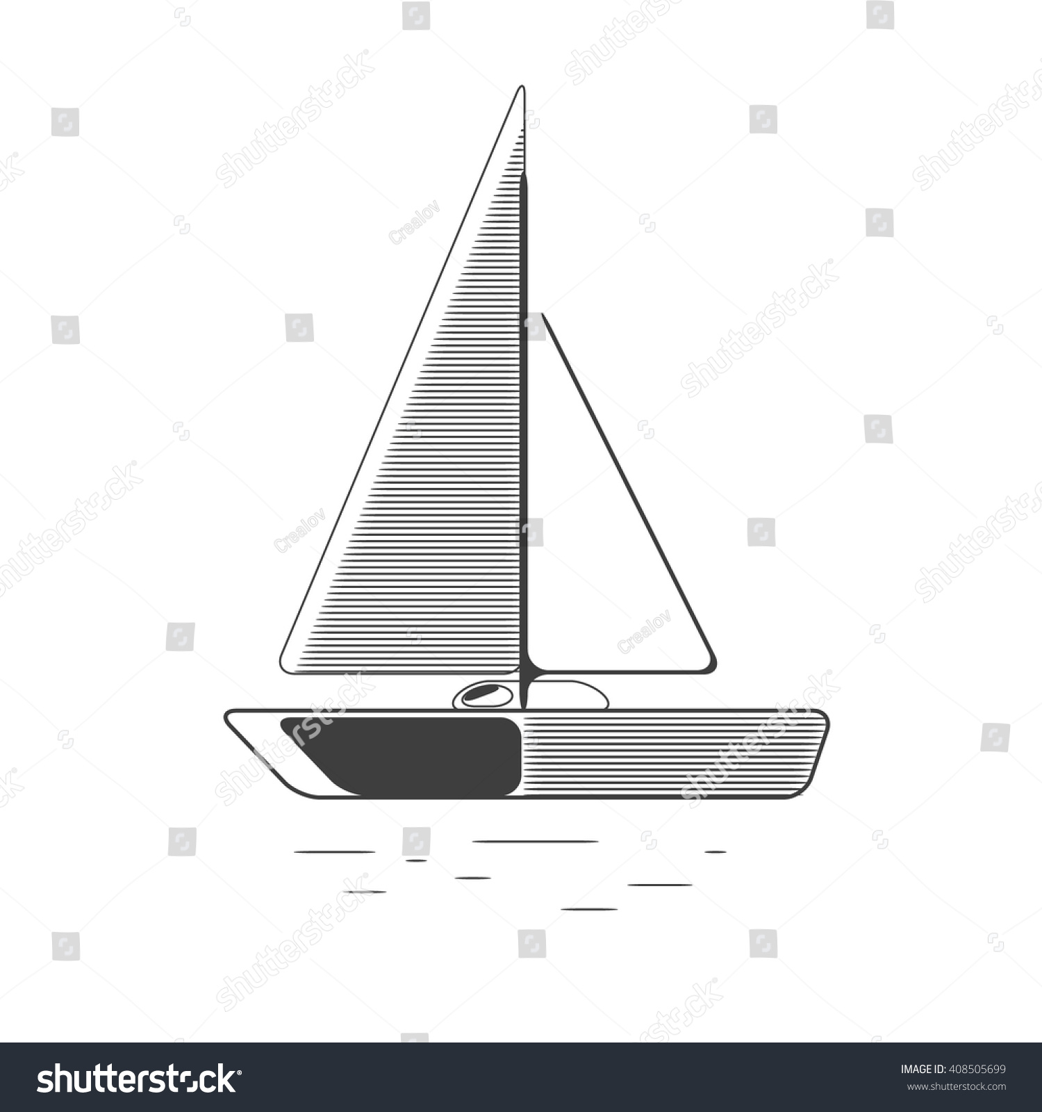 Sailing Yacht Icon Line Style Vector Stock Vector (Royalty Free ...