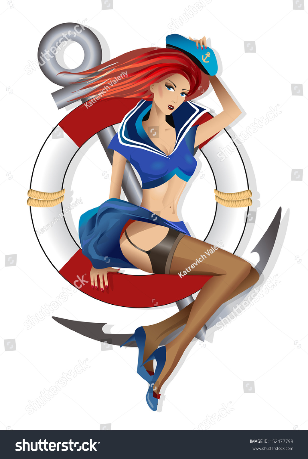 Sailor Girl Pinup Stock Vector Royalty Free 152477798 Shutterstock