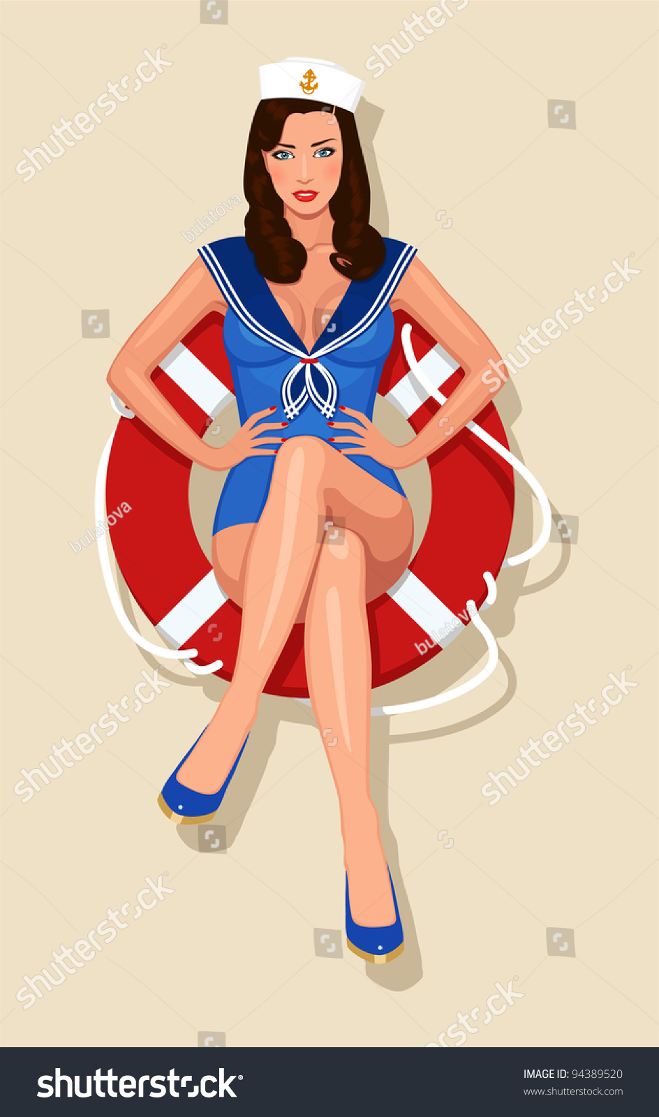 Sailor Girl Pinup Stock Vector Royalty Free 94389520 4057