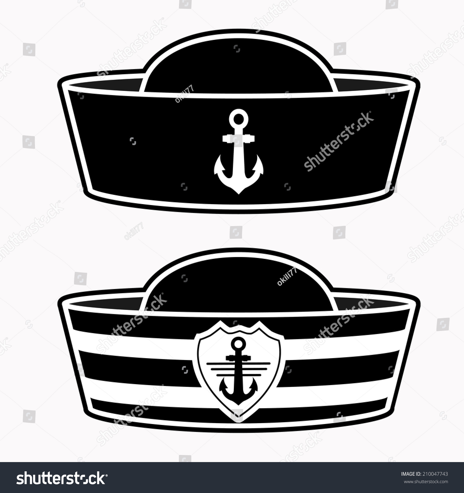 Sailor Hat Silhouette Vector Stock Vector 210047743 Shutterstock