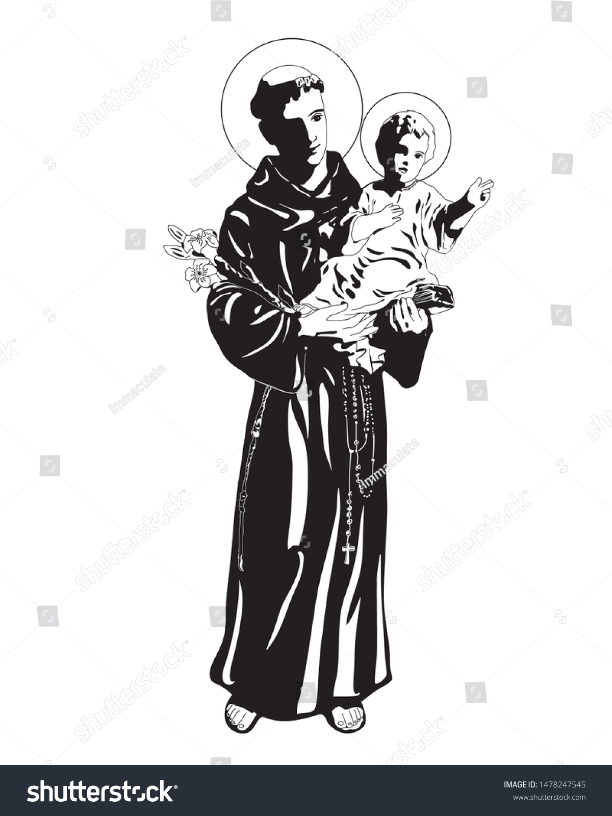 Saint Anthony Child Jesus Catholic Vector Stock Vector (Royalty Free ...