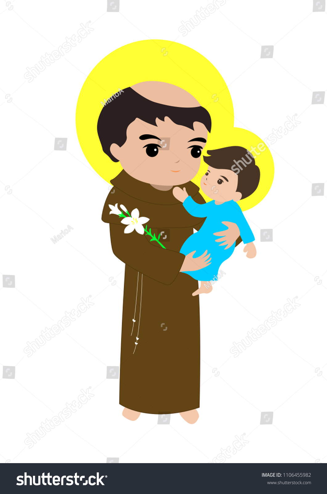 Saint Anthony Child Jesus Vector Stock Vector (Royalty Free) 1106455982 ...