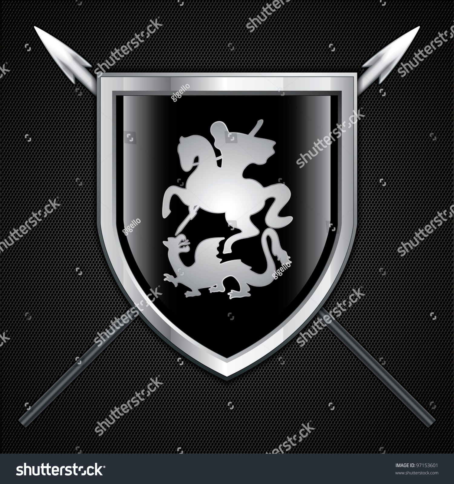 SVG of Saint George and The Dragon.Shield and spear sign svg