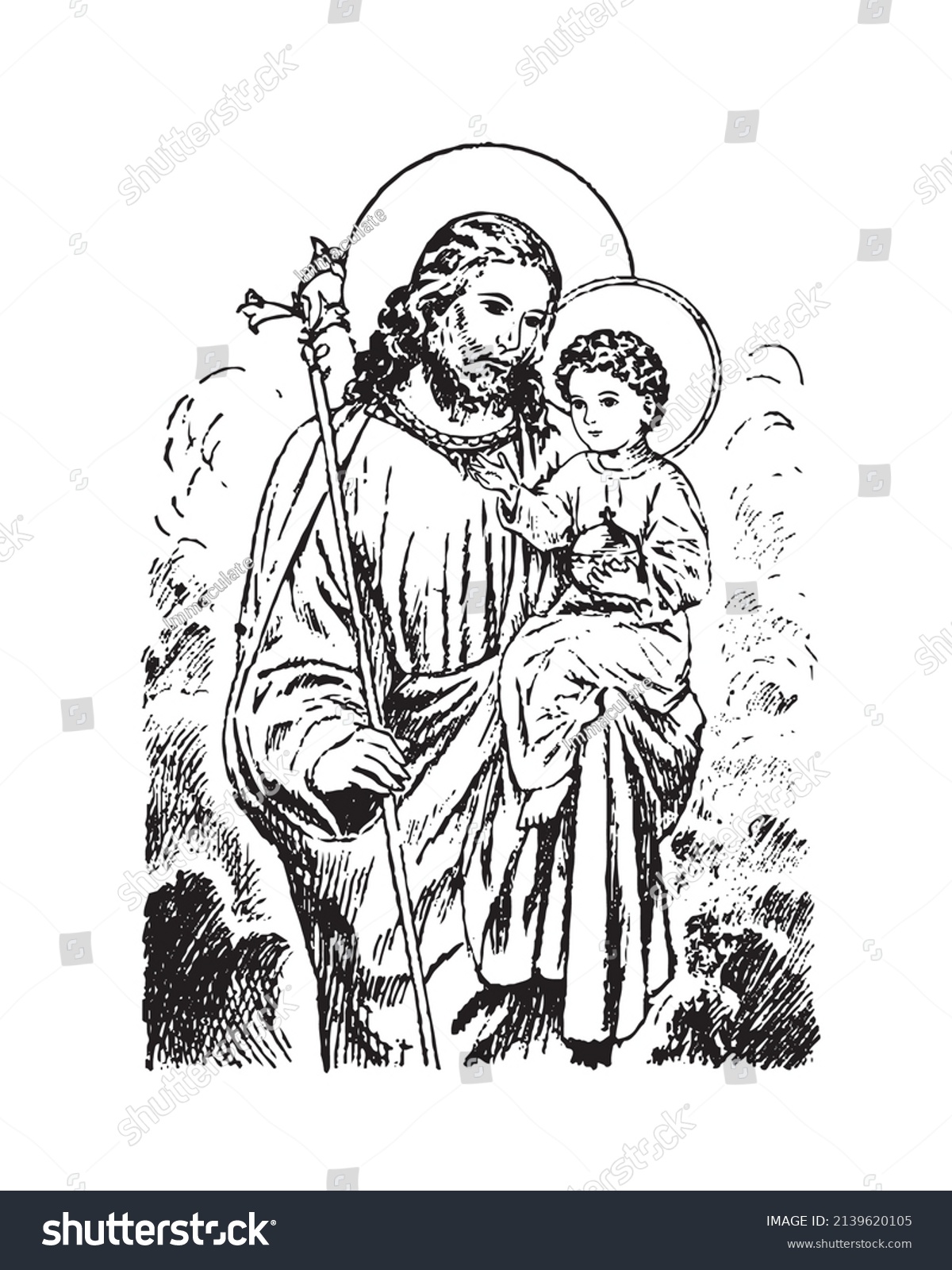 Saint Joseph Child Jesus Vector Catholic Stock Vector (Royalty Free ...