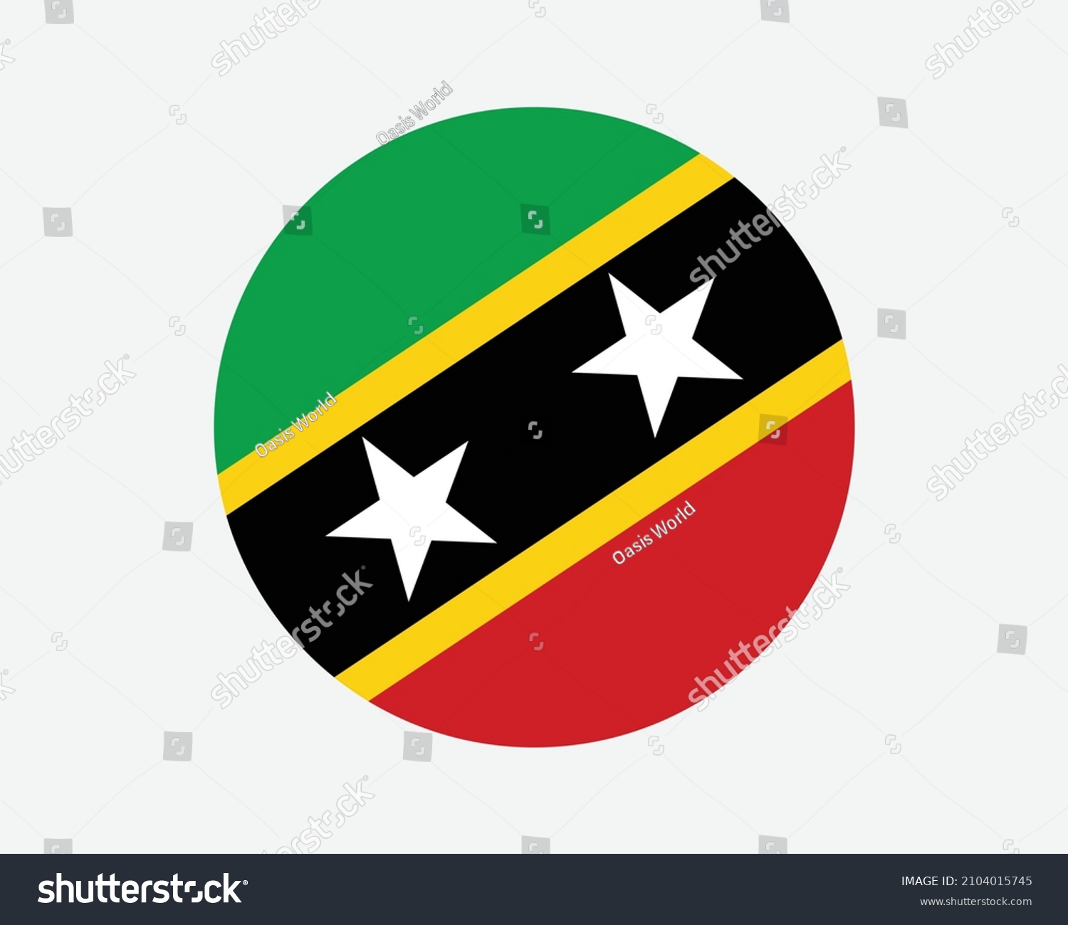 SVG of Saint Kitts and Nevis Round Country Flag. St. Kittitian and Nevisian Circle National Flag. Federation of Saint Christopher and Nevis Circular Shape Button Banner. EPS Vector Illustration. svg