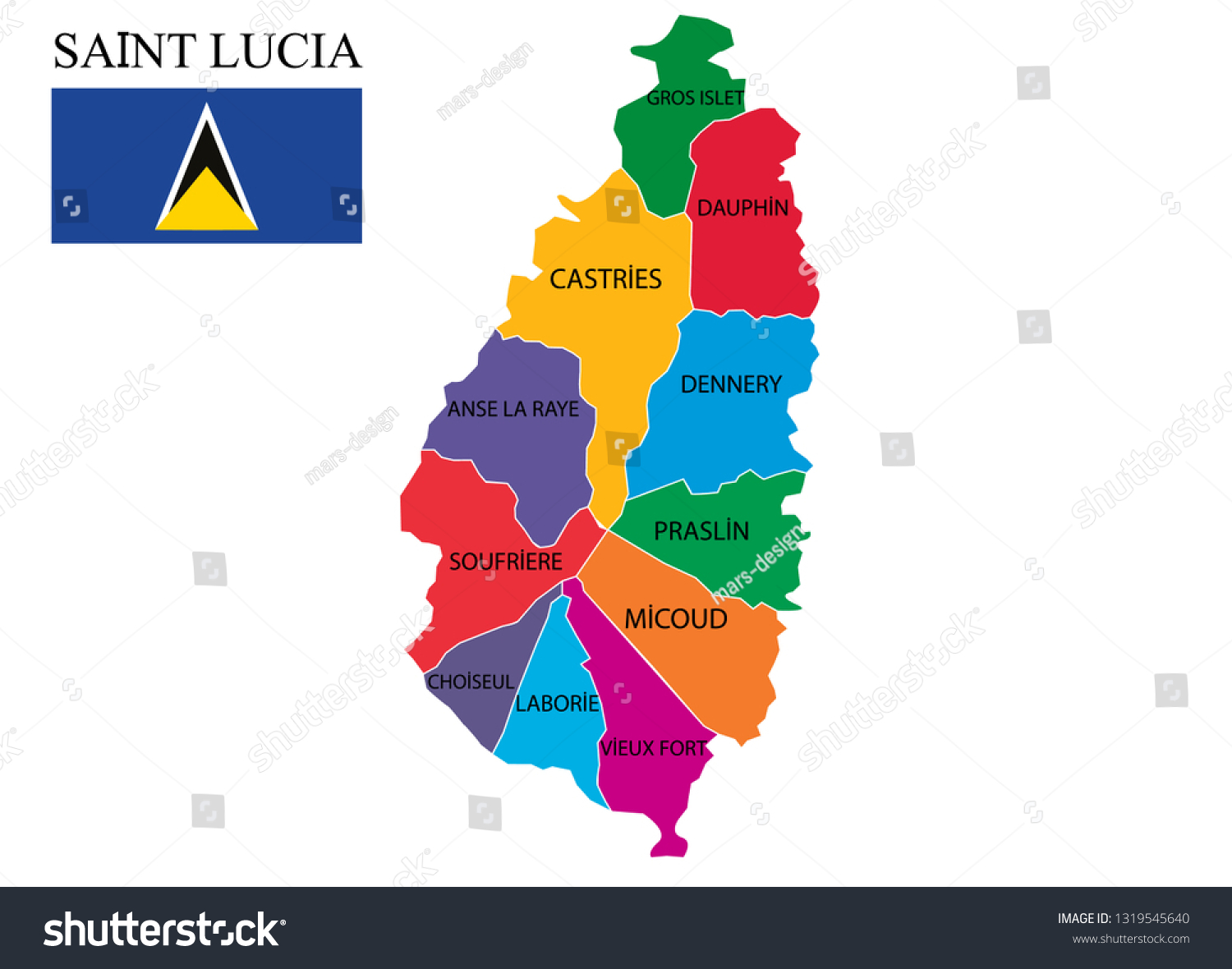 St Lucia In Map Saint Lucia Map Drawing Country Maps Stock Vector (Royalty Free) 1319545640  | Shutterstock