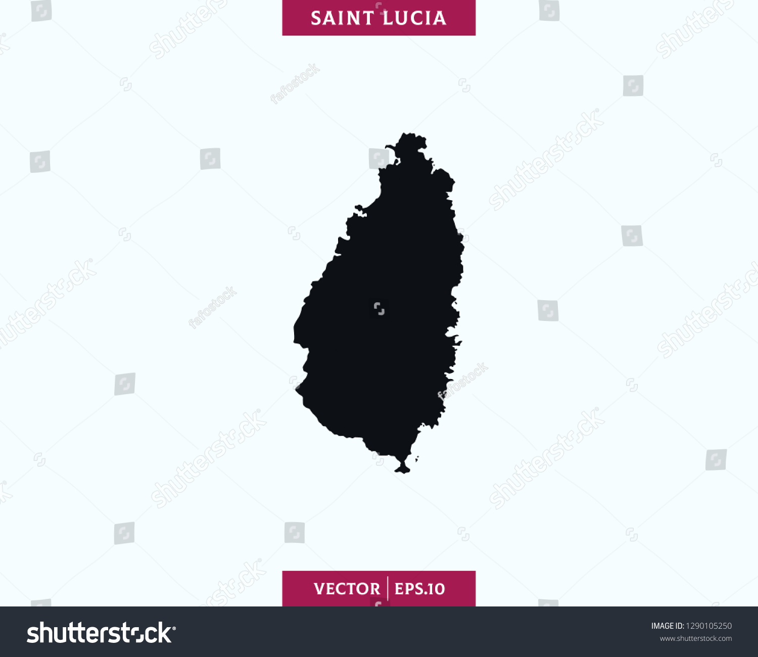 Saint Lucia Map High Detailed Silhouette Stock Vector (Royalty Free ...