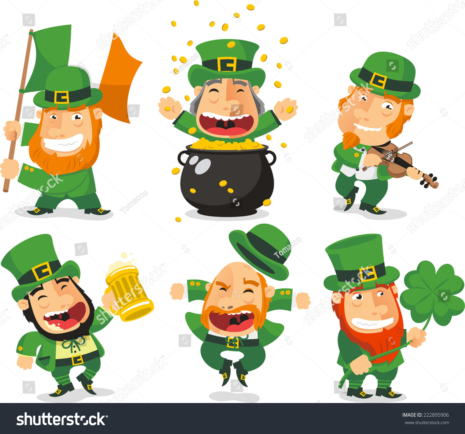 Saint Patrickã?Â´S Day Cartoon Elves Collection Stock Vector ...