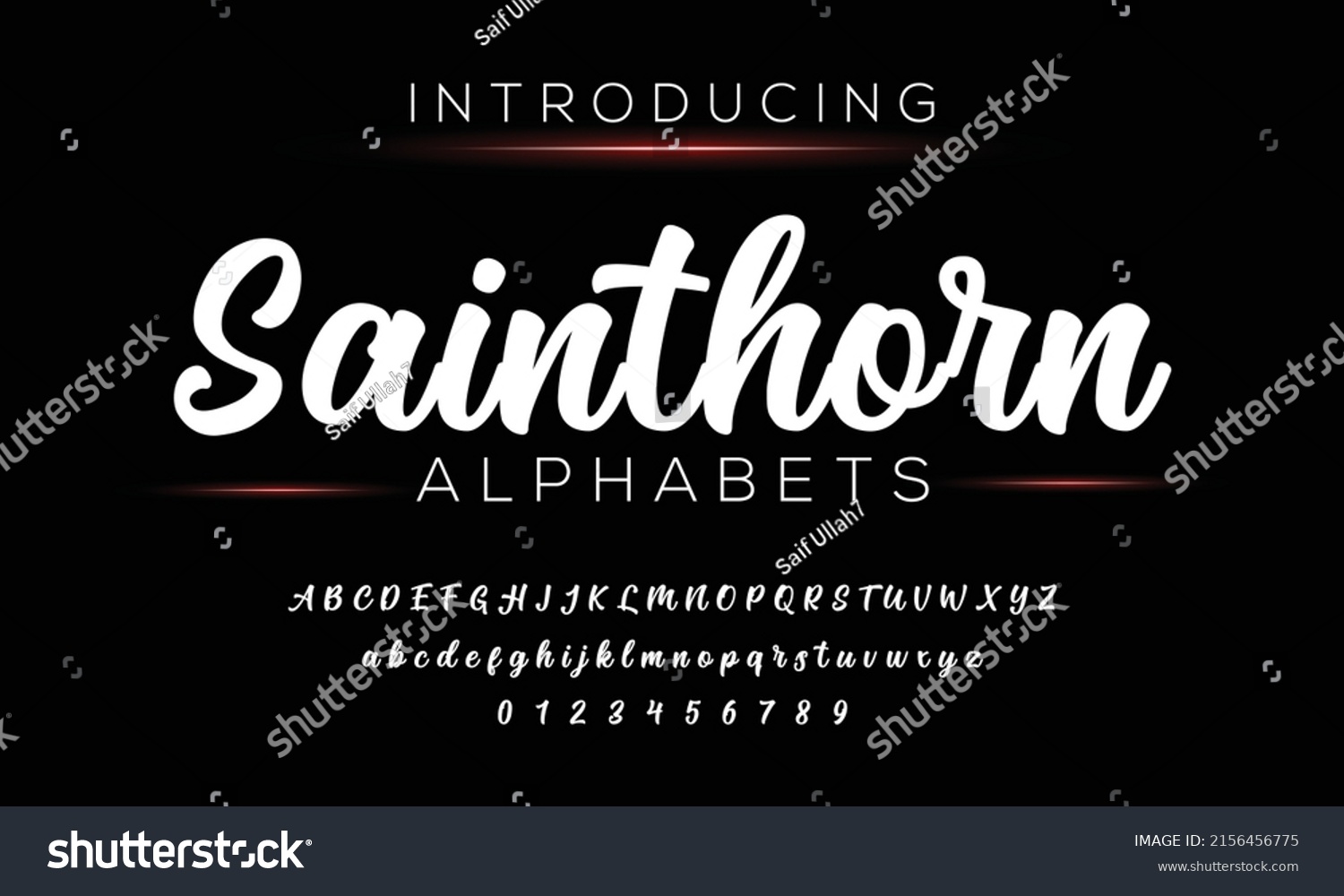 Sainthorn Handdrawn Calligraphic Vector Font Modern Stock Vector ...